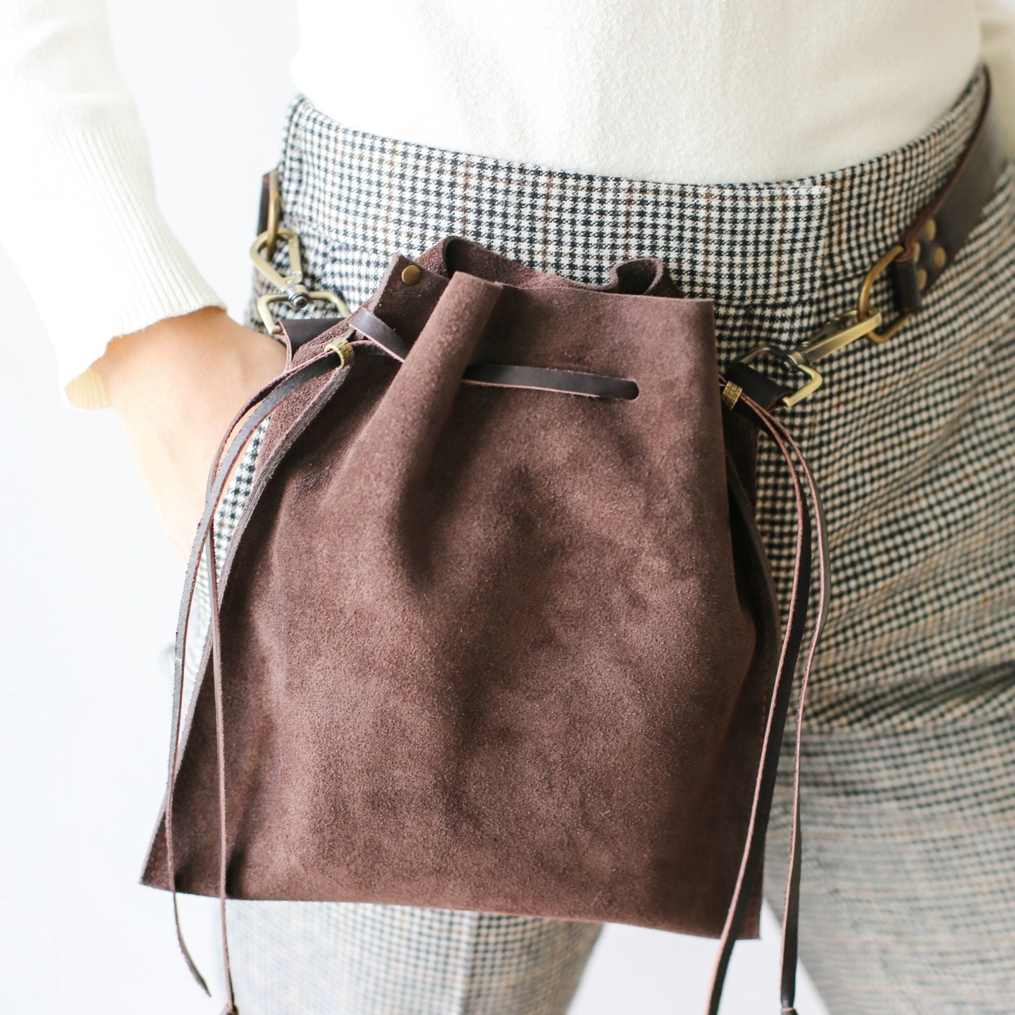 Suede Crossbody Pouch Bag