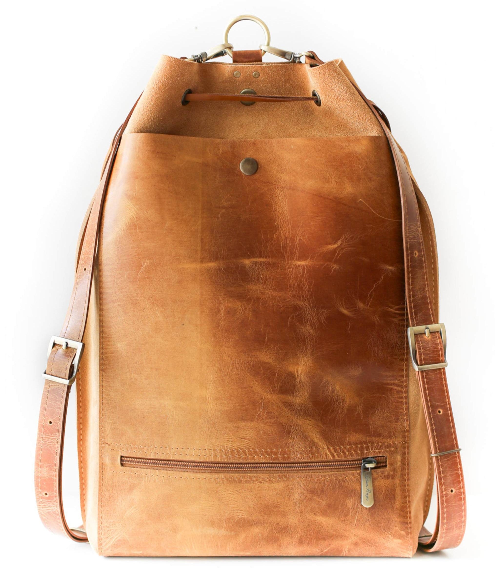 Brown Suede Leather Backpack