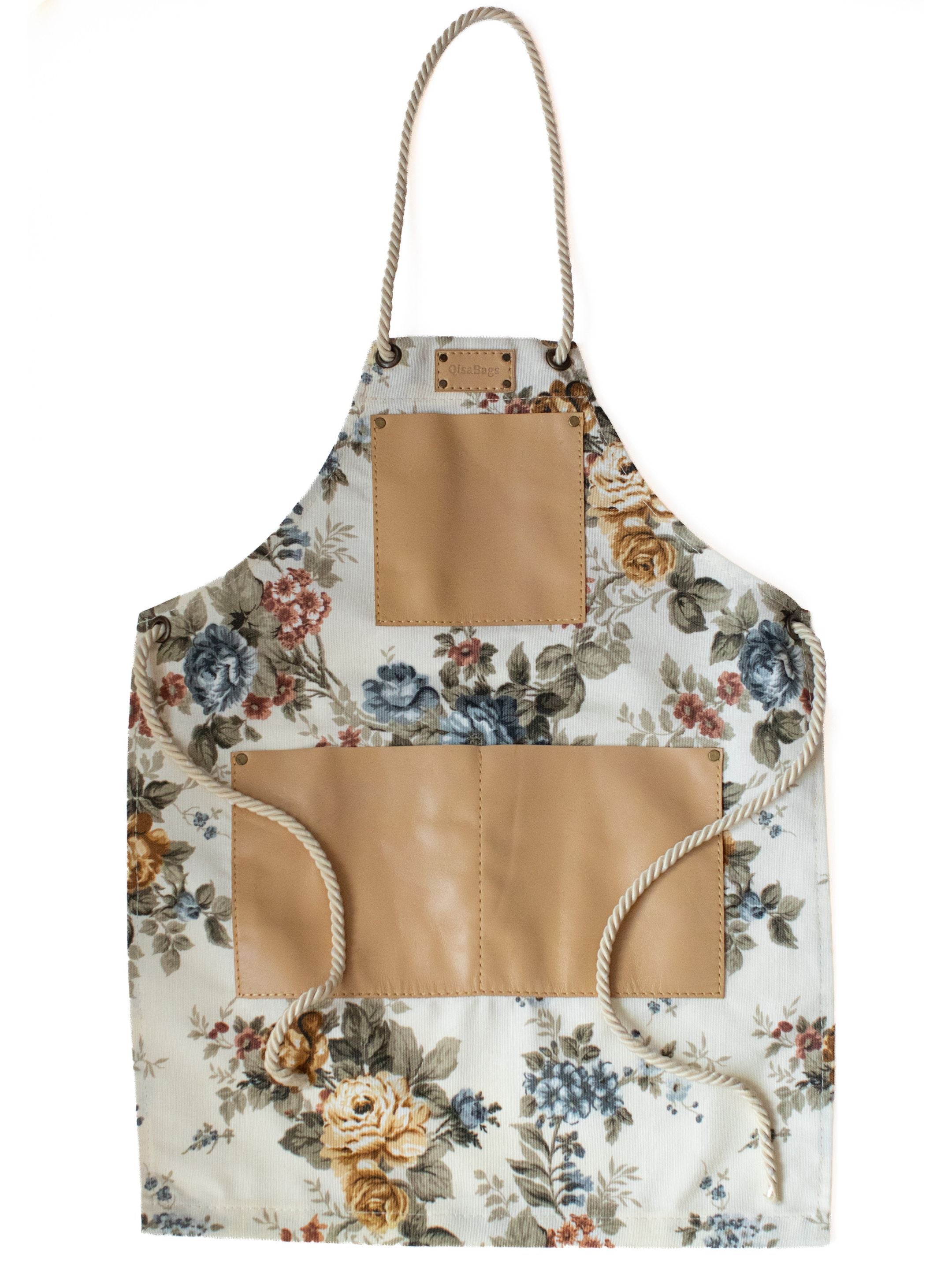 Floral Canvas & Leather Apron for Kids
