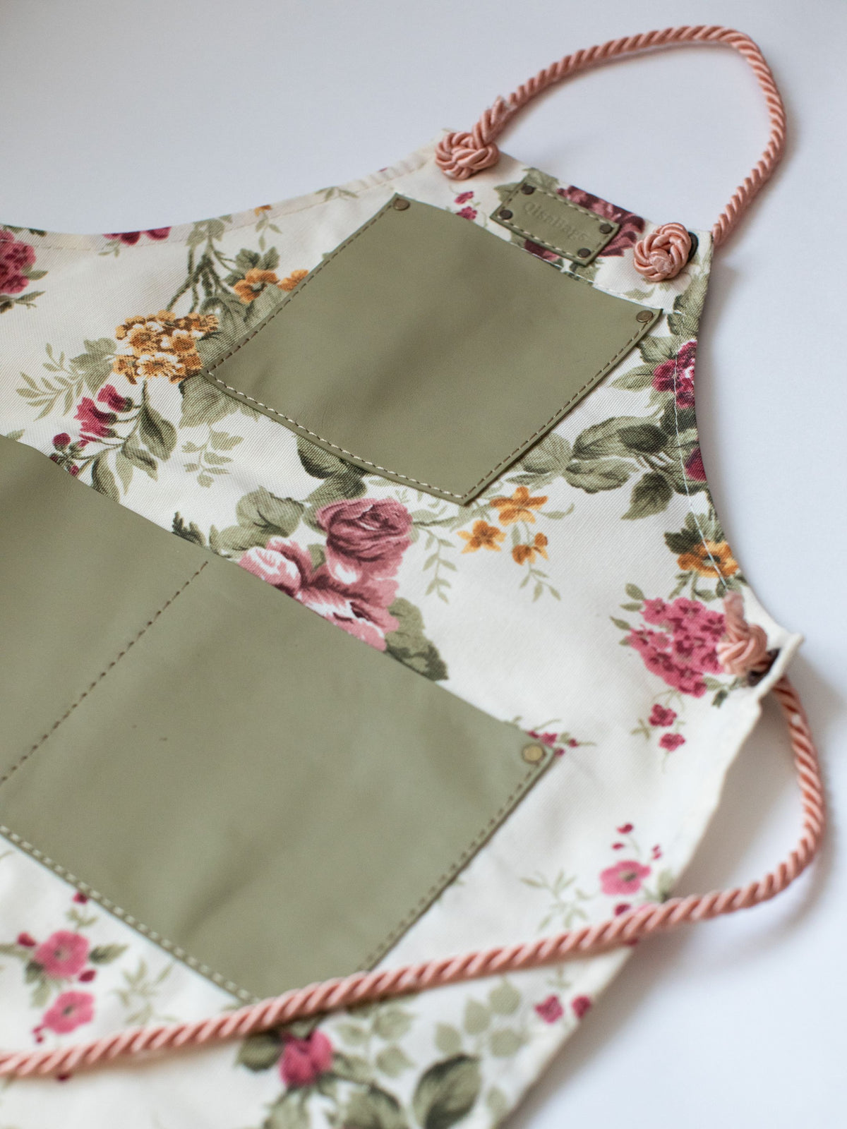 Floral Canvas & Leather Apron for Kids