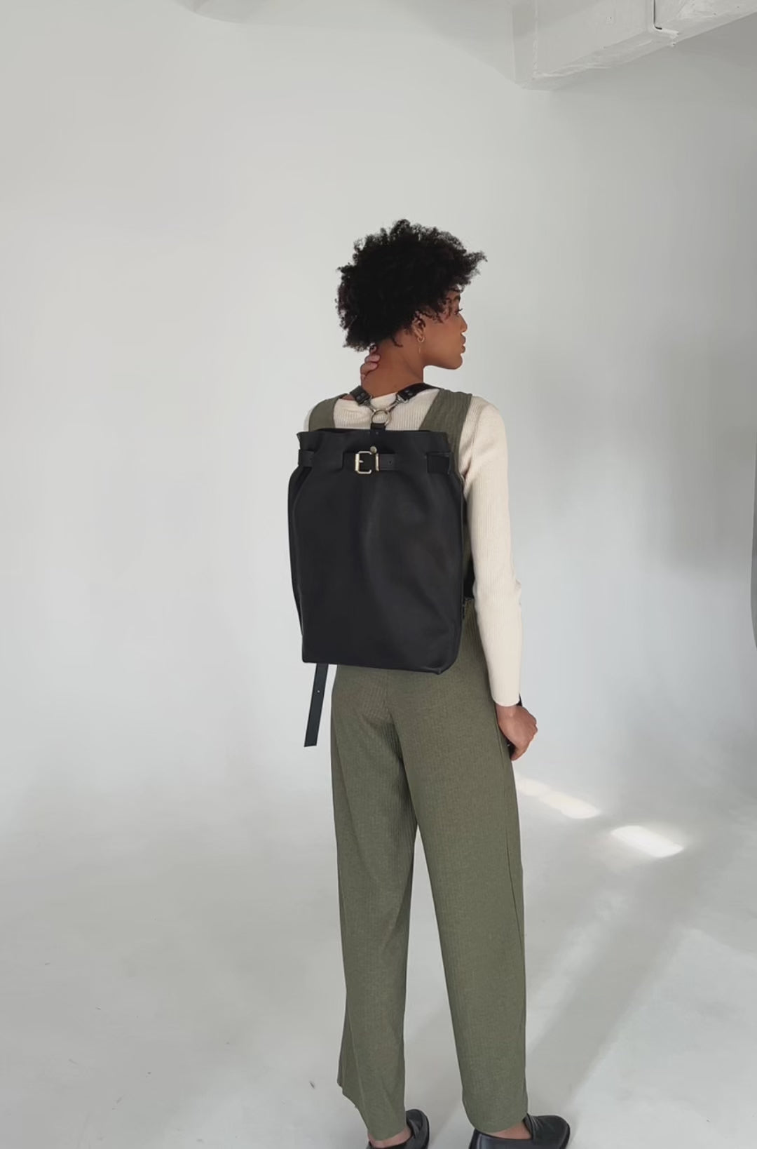 Black Leather backpack for woman