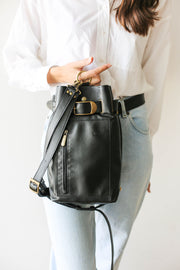 Convertible Black Leather Sling Bag for women