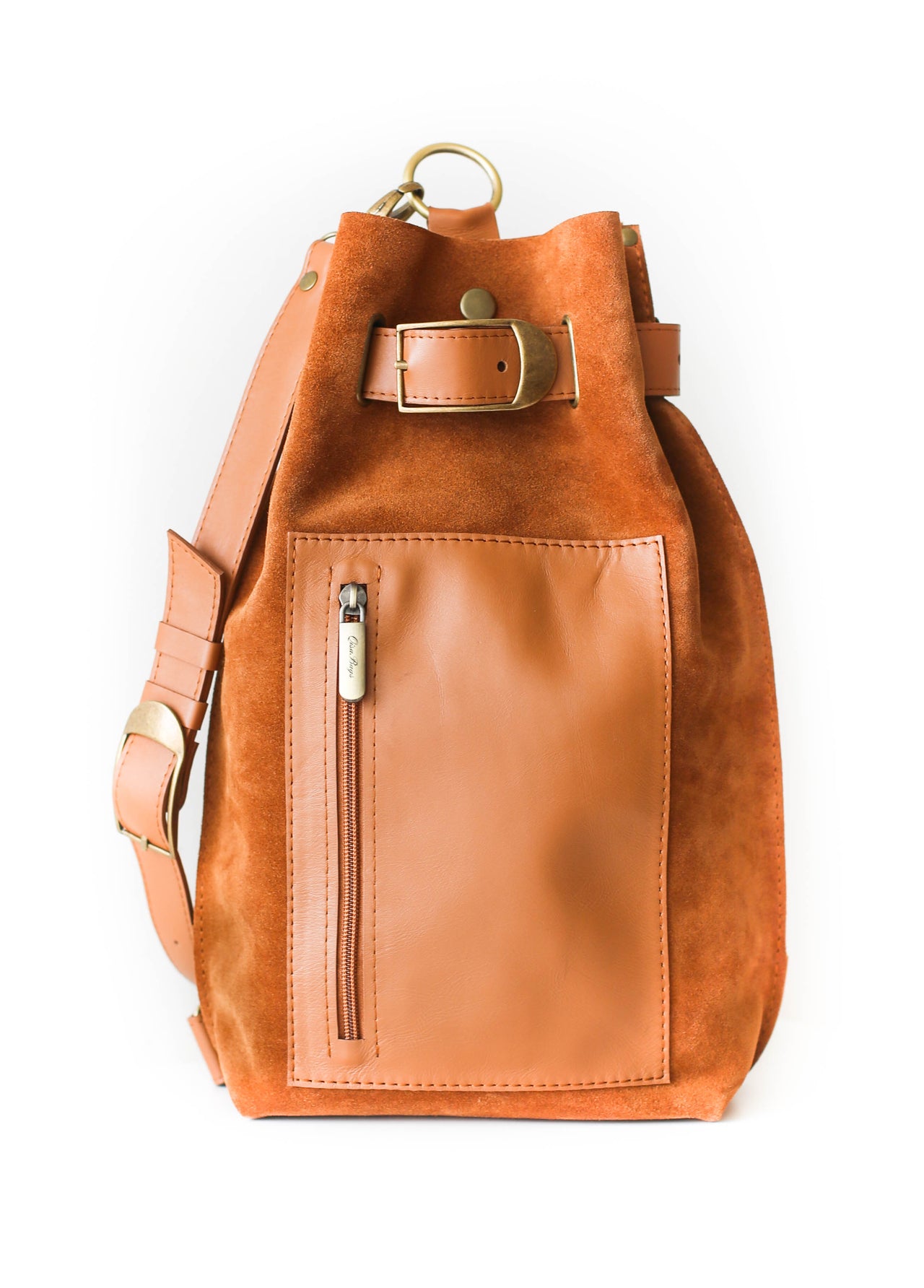 Brown Suede Sling Backpack