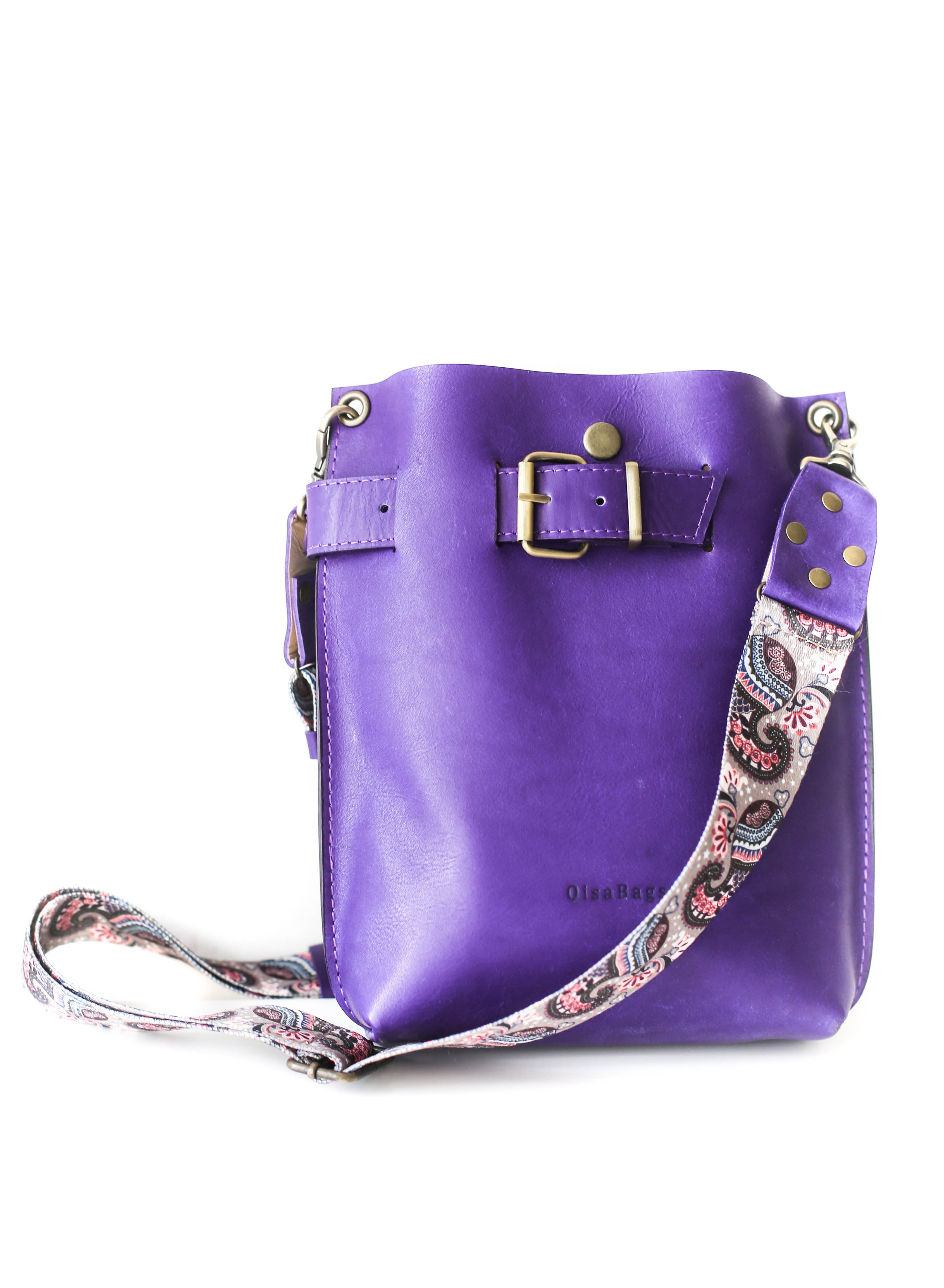 Womens Small Purple Leather Backpack Purse Crossbody Sling Bag For