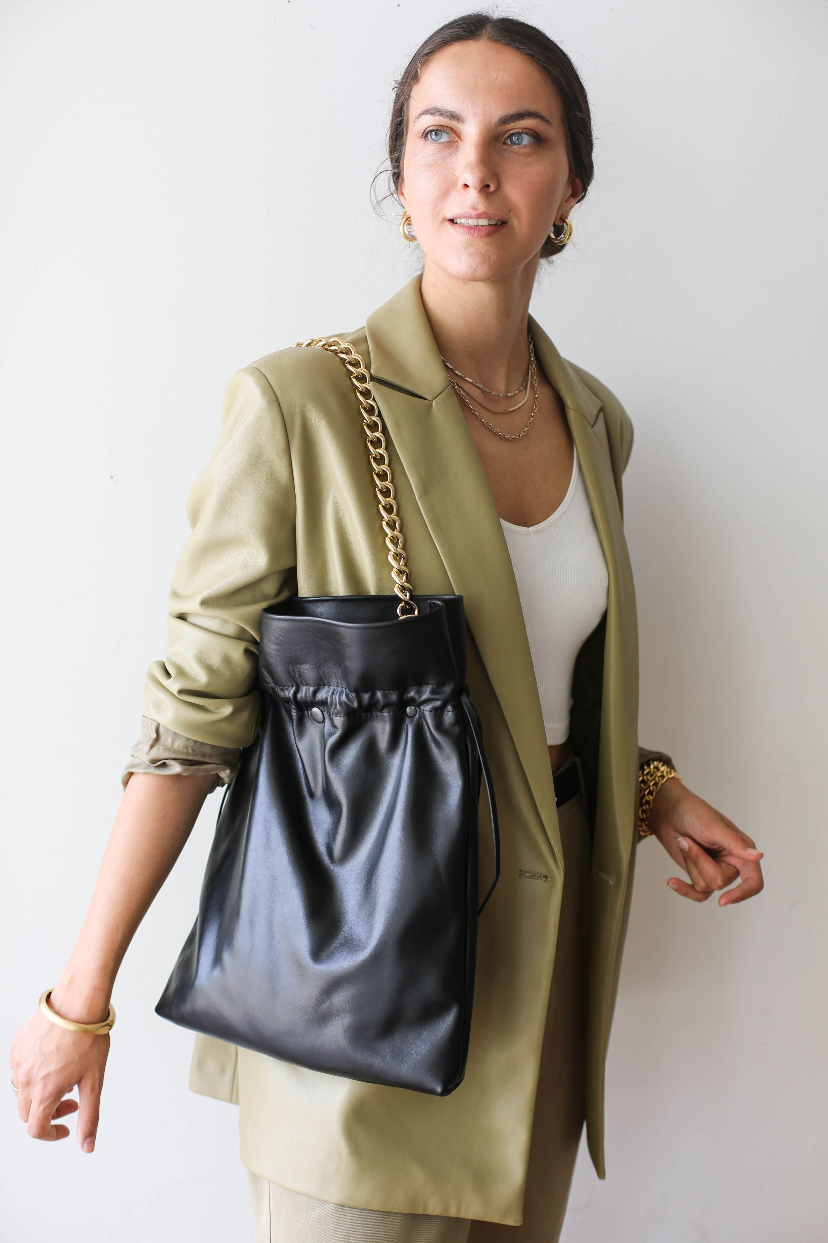 Large leather handbag