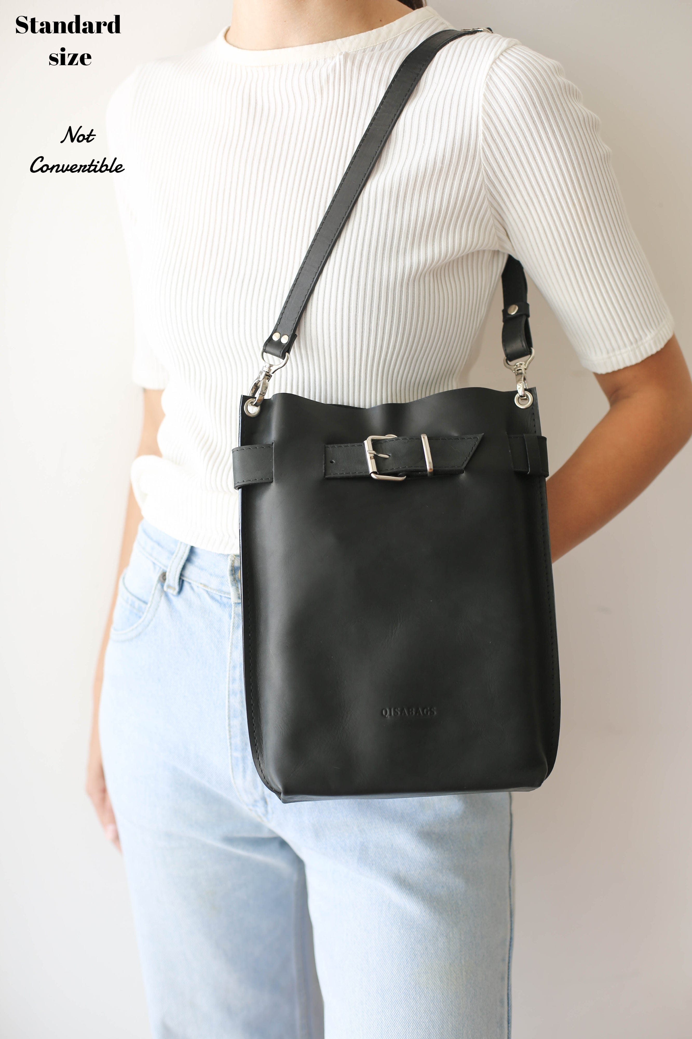 black leather crossbody bag