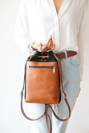 Suede leather backpack