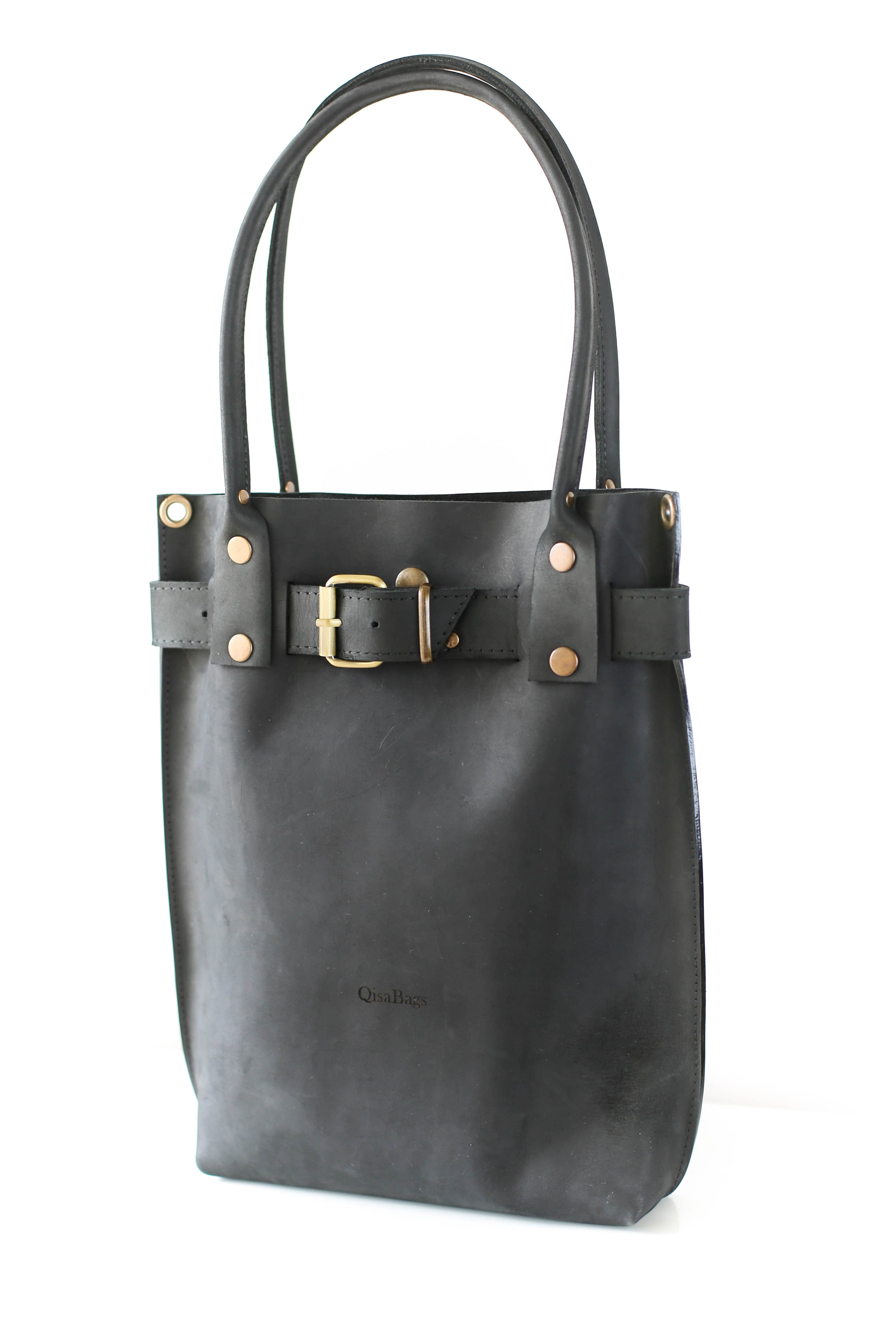 black leather purse