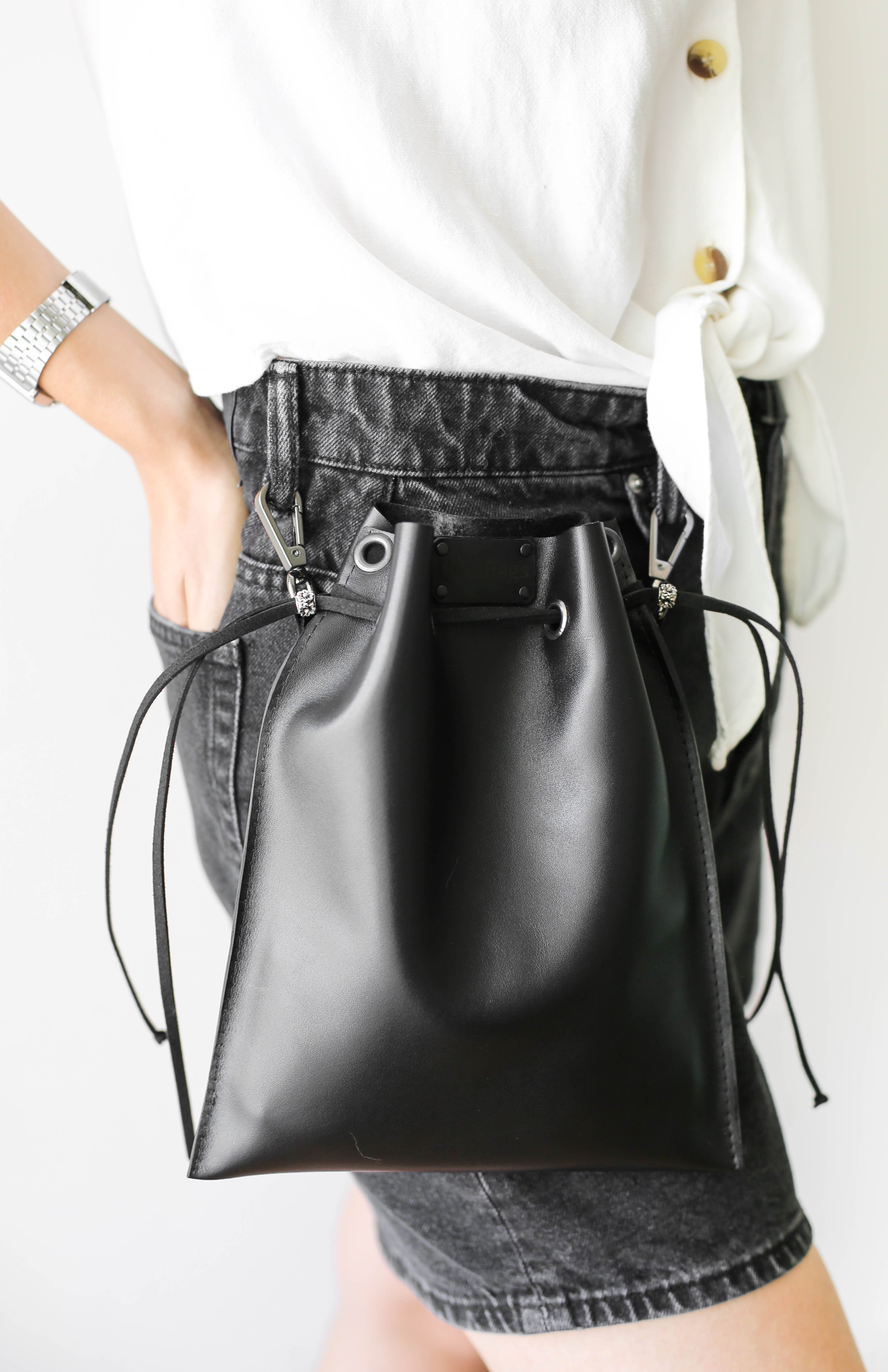 leather black purse