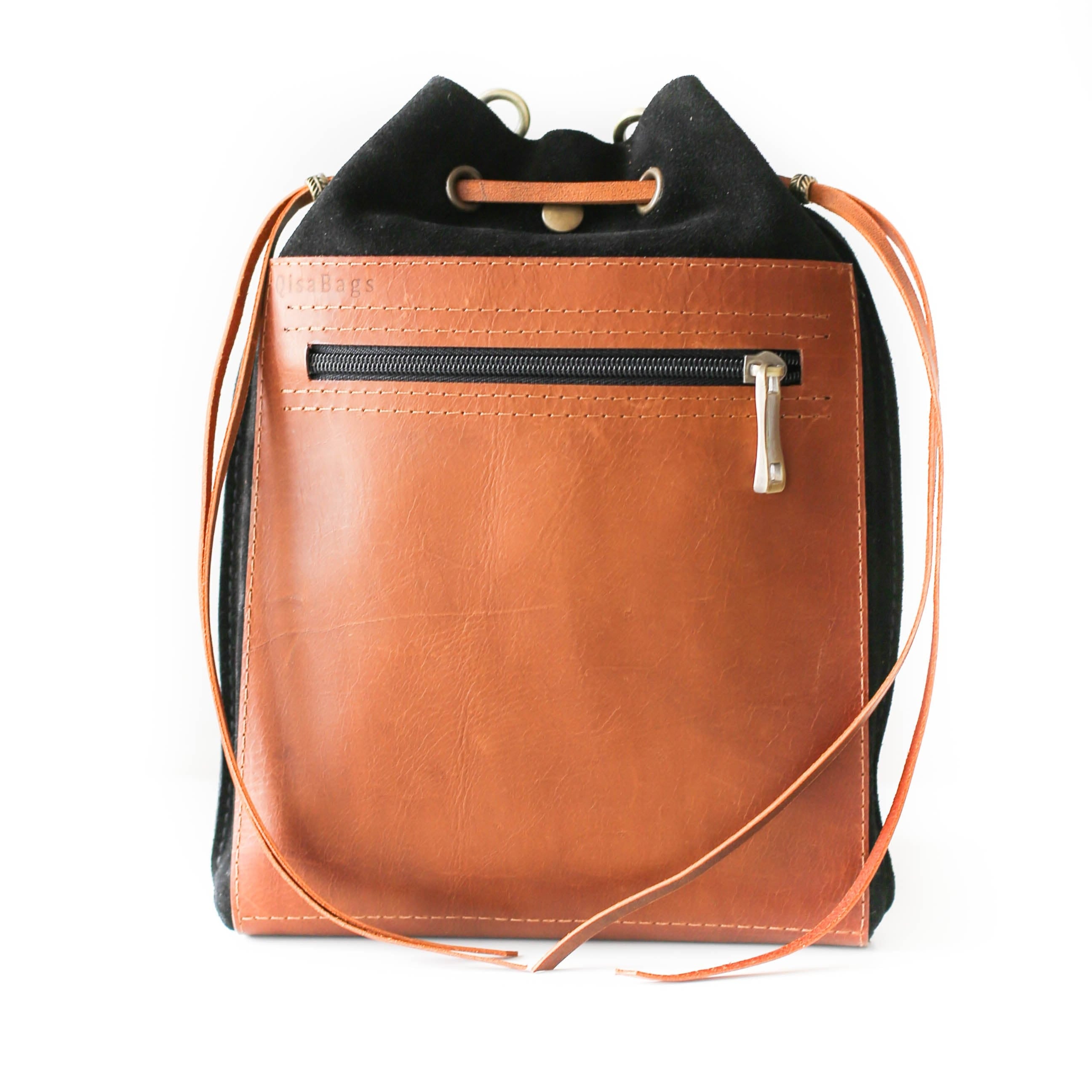 black and brown leather purse