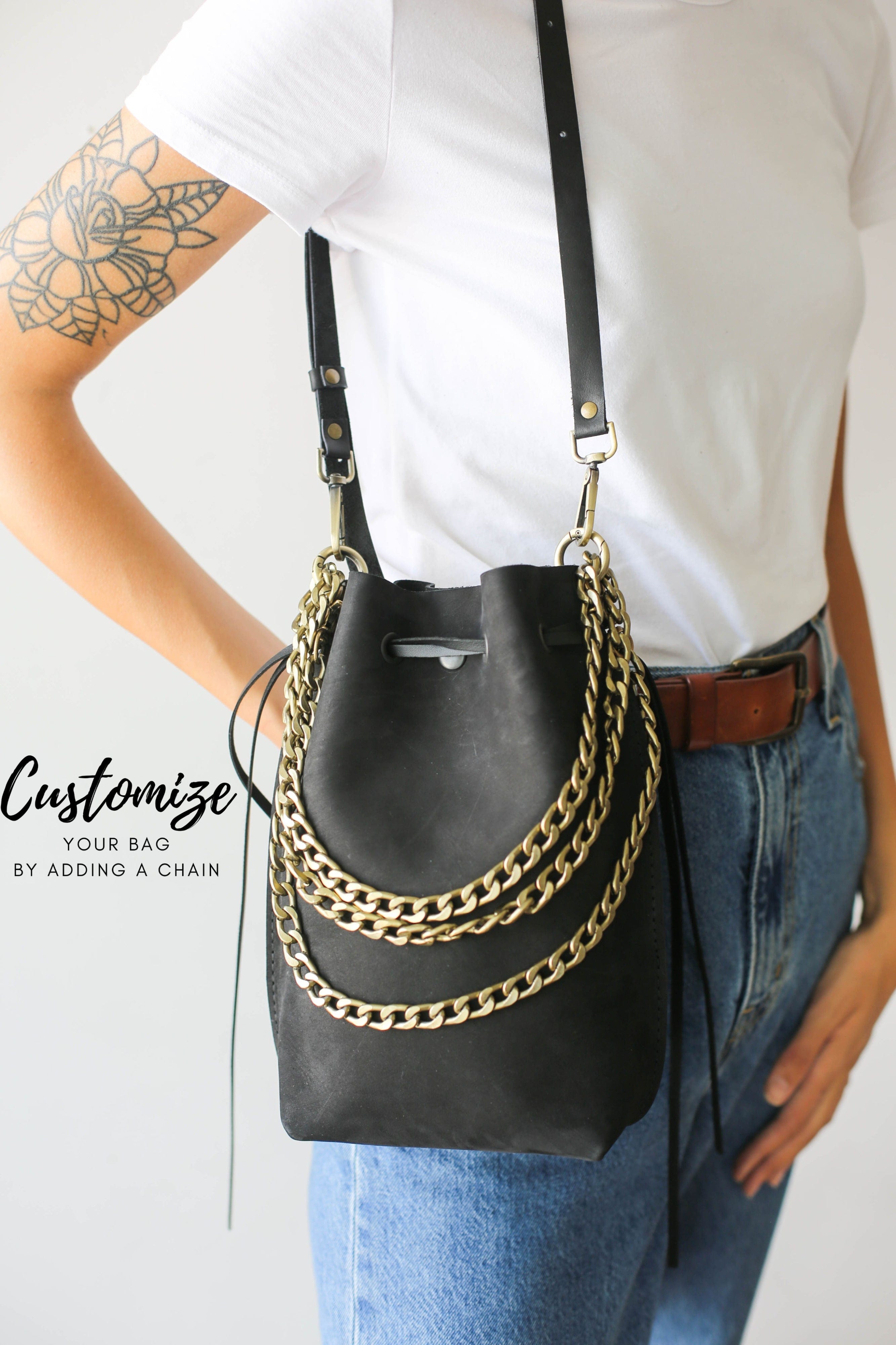Black Leather Shoulder Bag