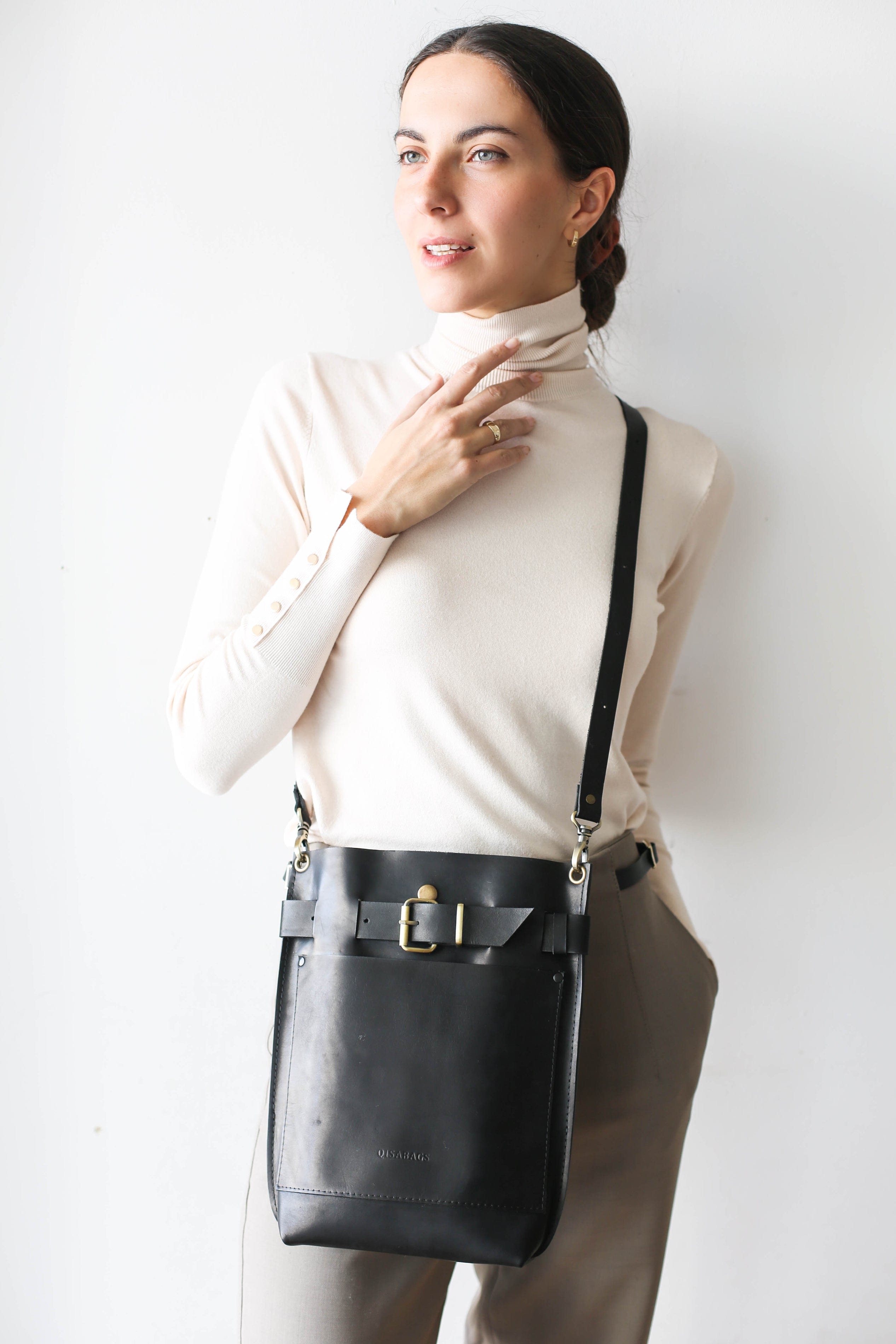 Black Leather Cross body bag