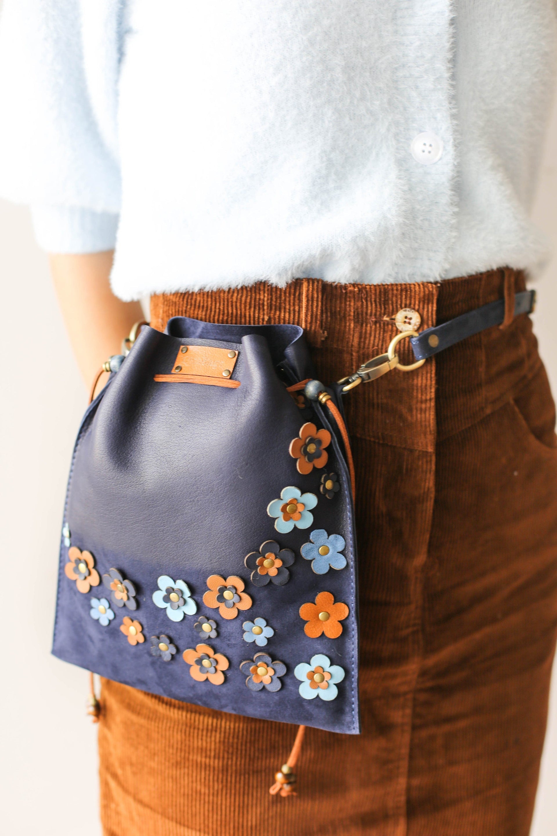 Floral Leather Hip Bag
