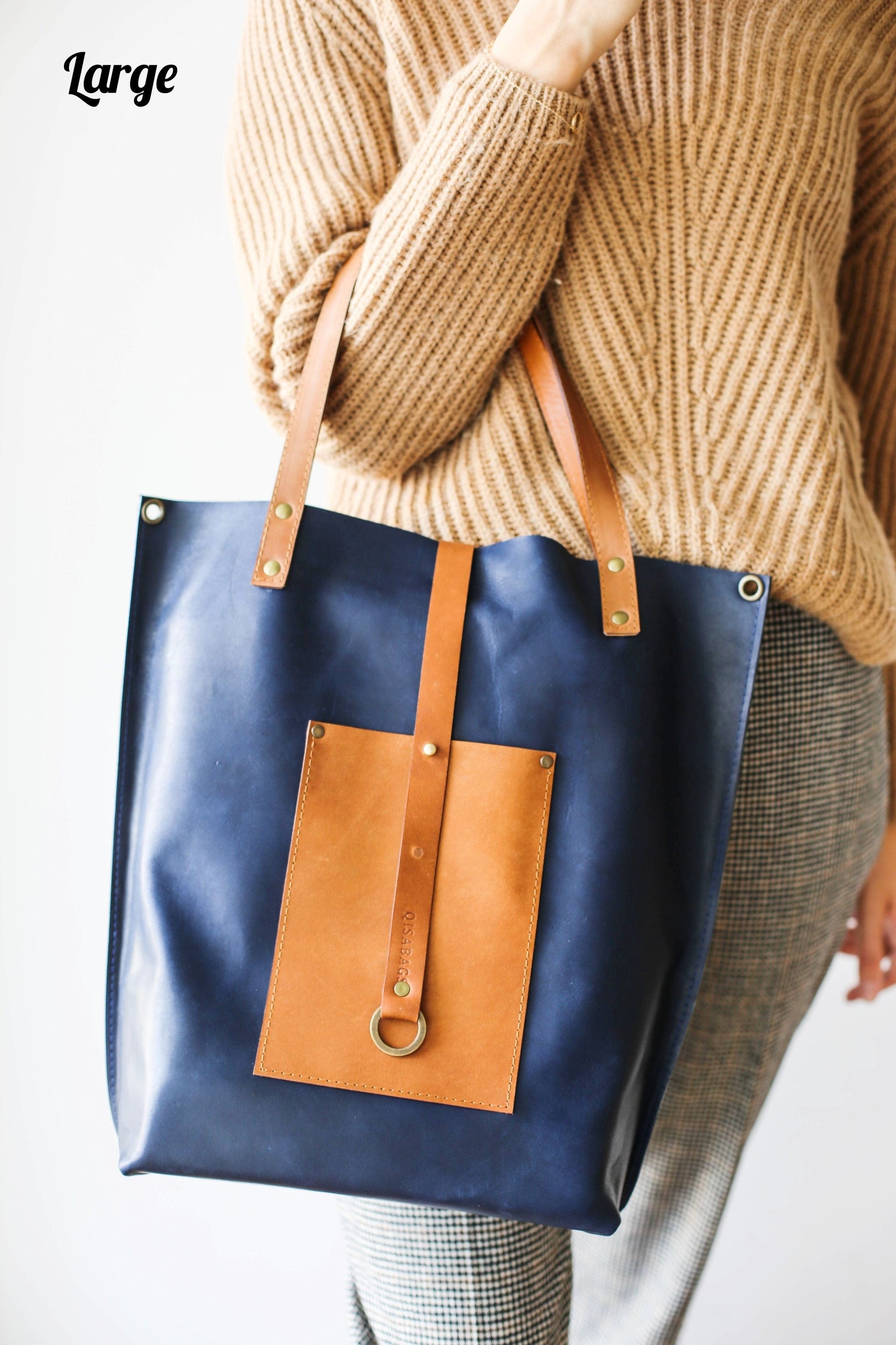 handmade large leather tote