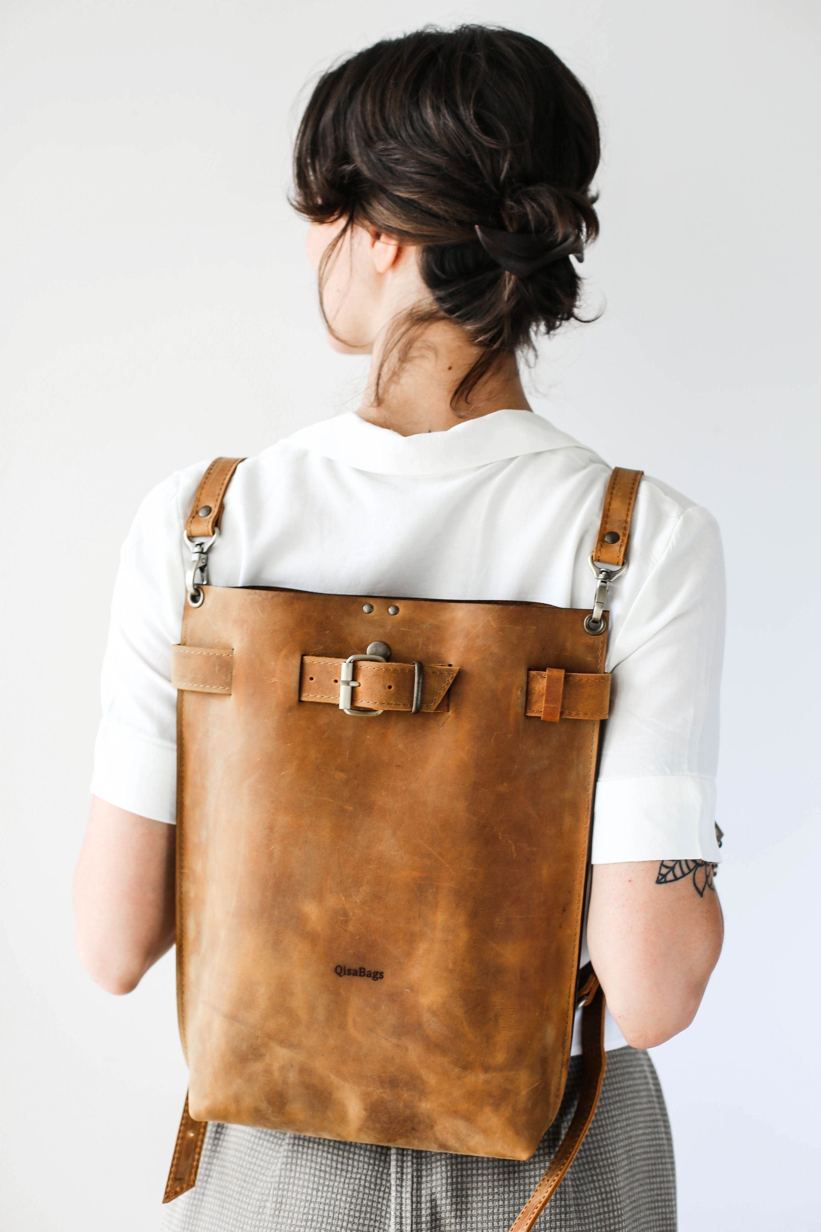Vintage Leather Backpack women