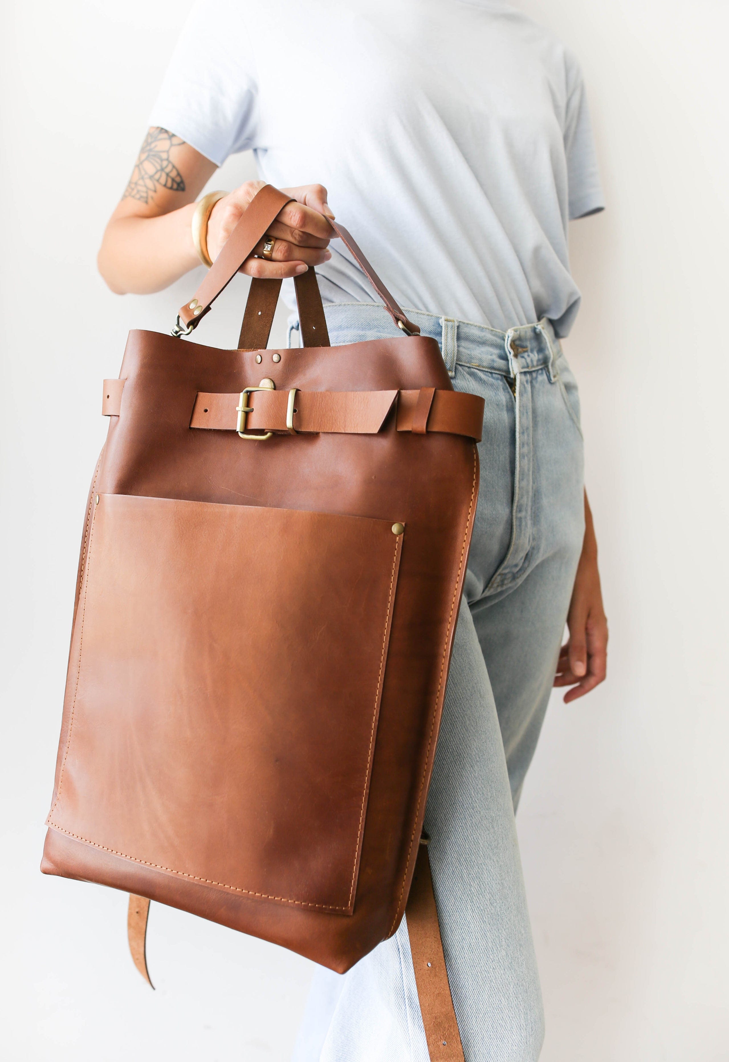 Leather Laptop Backpack