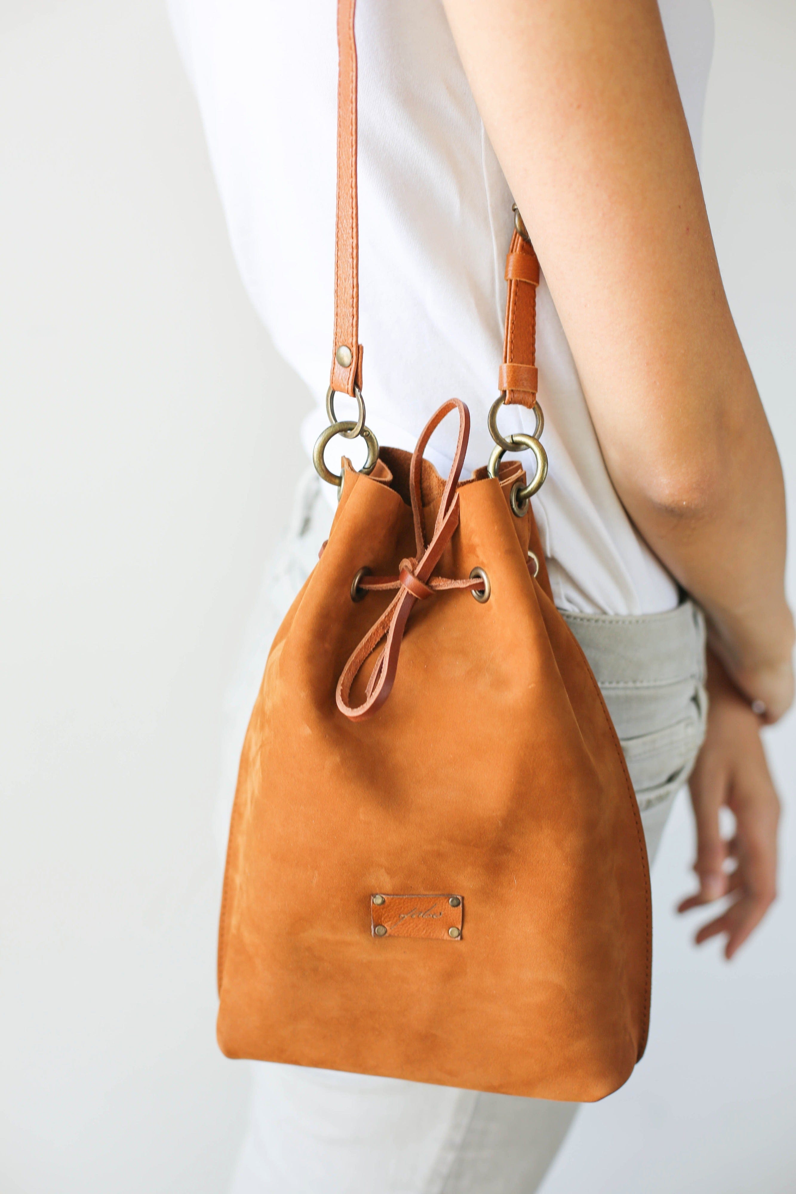 brown leather handbag