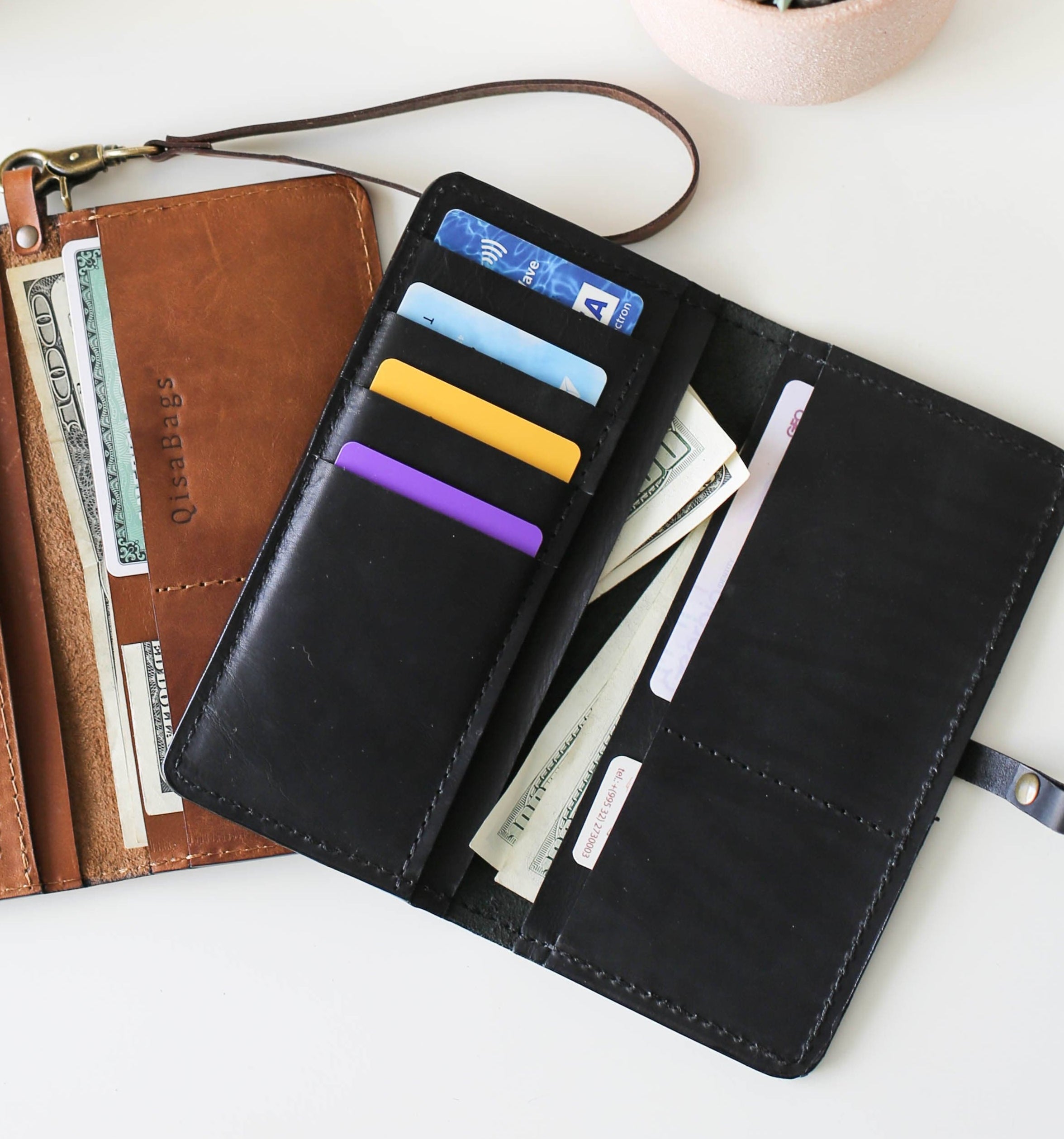 Women's Bifold Brown Leather Wallet - N01