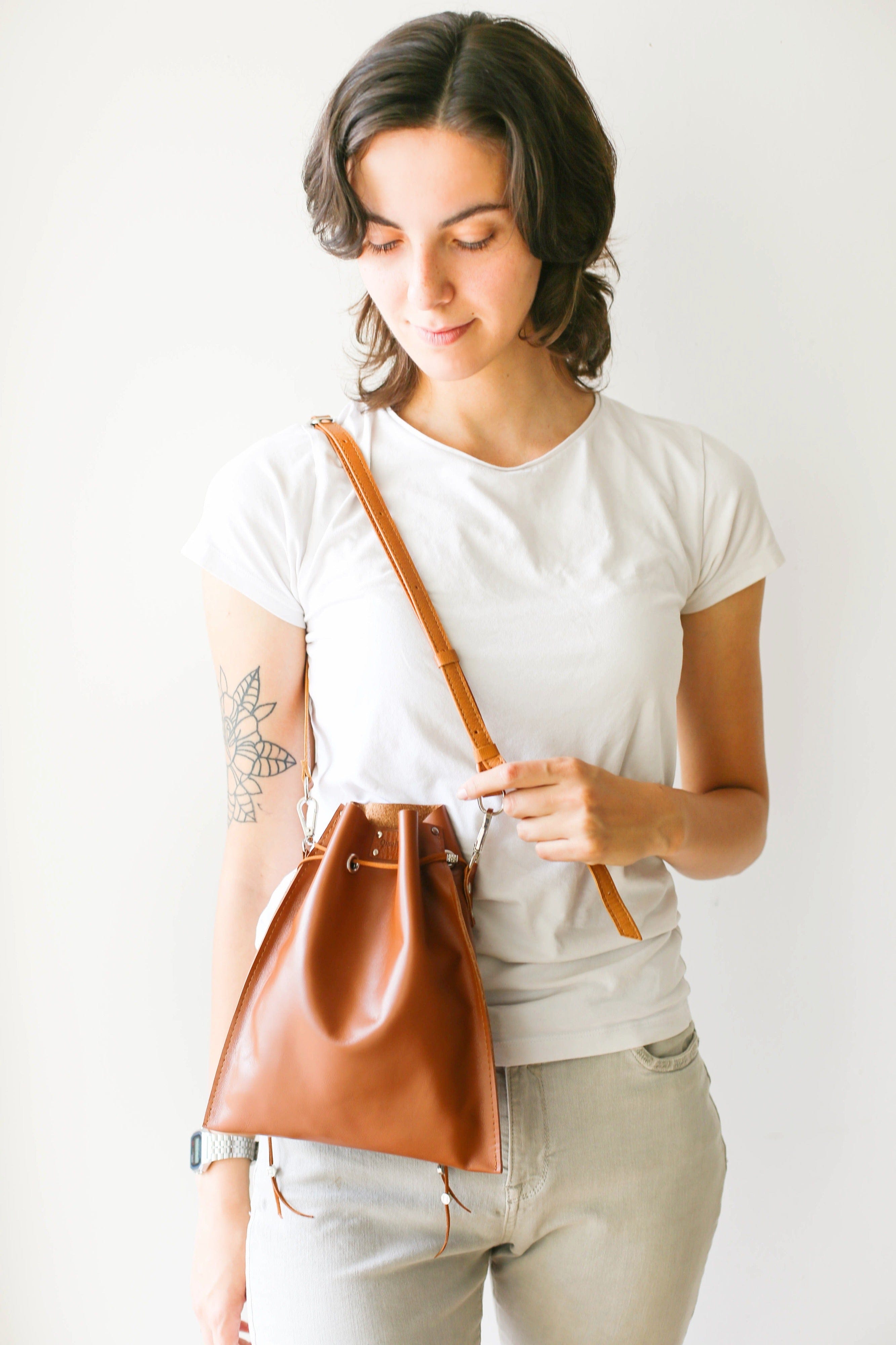 Brown Leather Pouch Bag