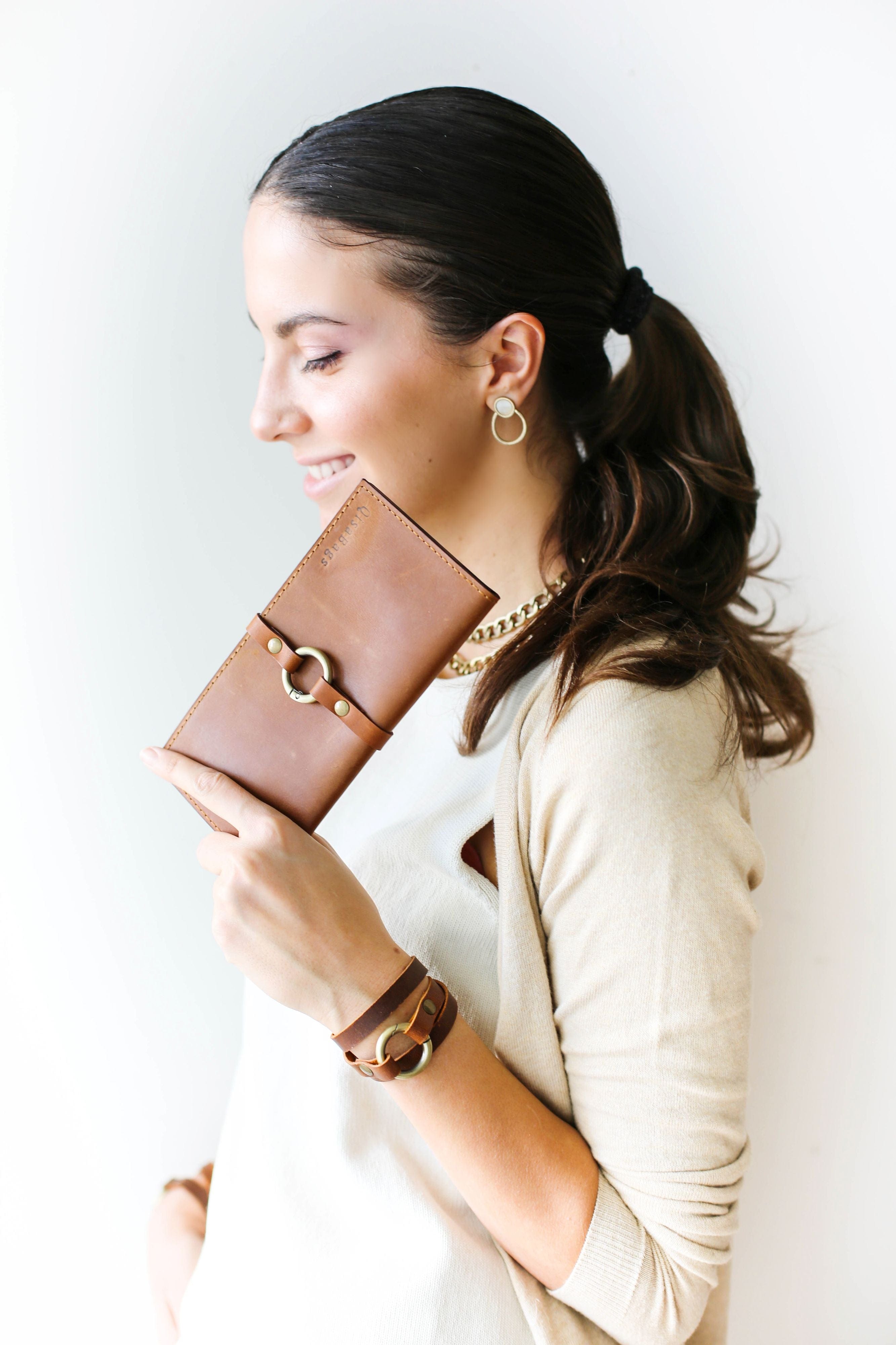 Brown Leather wallet womens