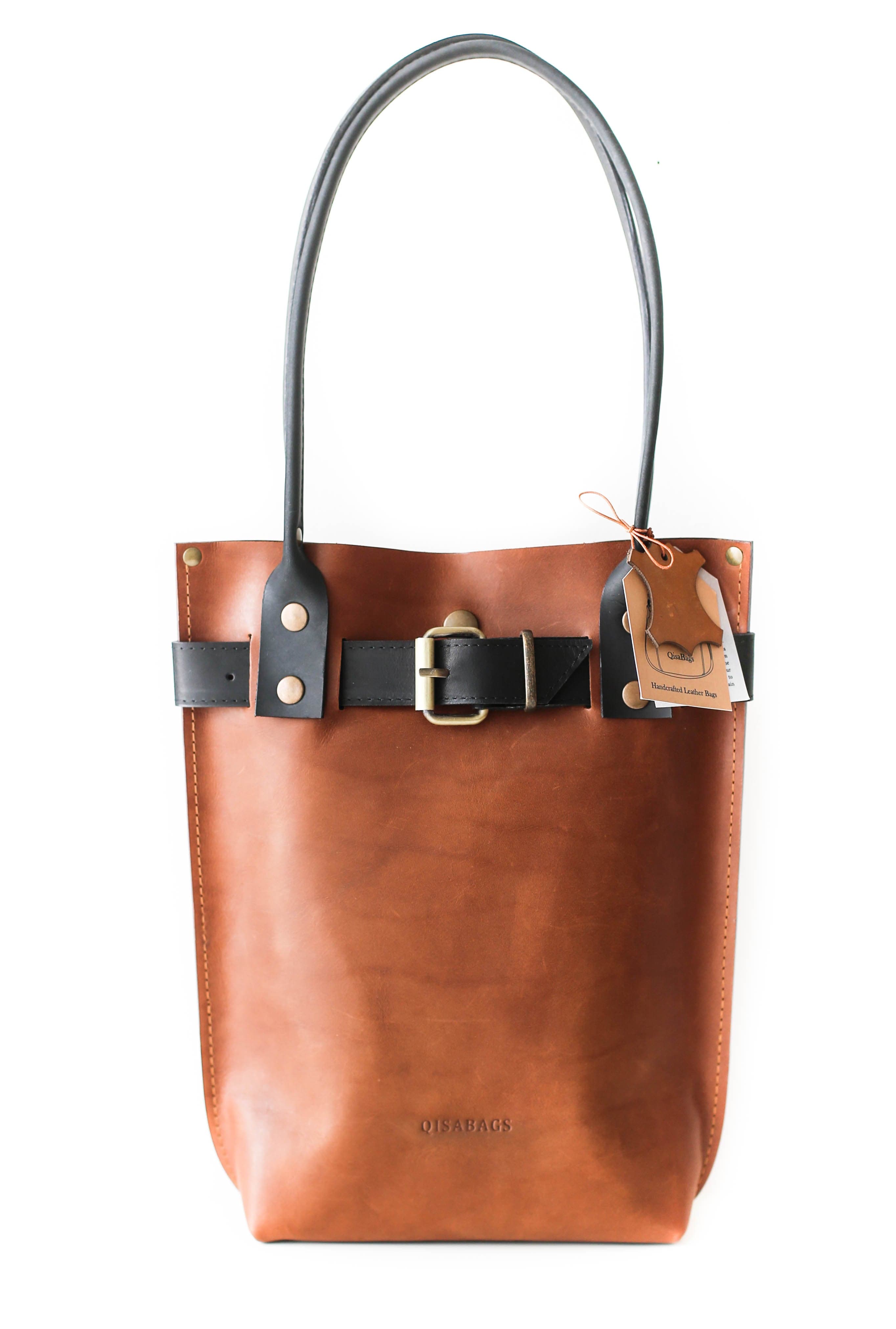 black and brown leather purse