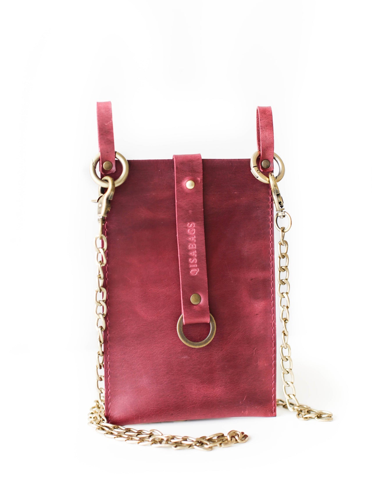 Burgundy Leather Phone Bag