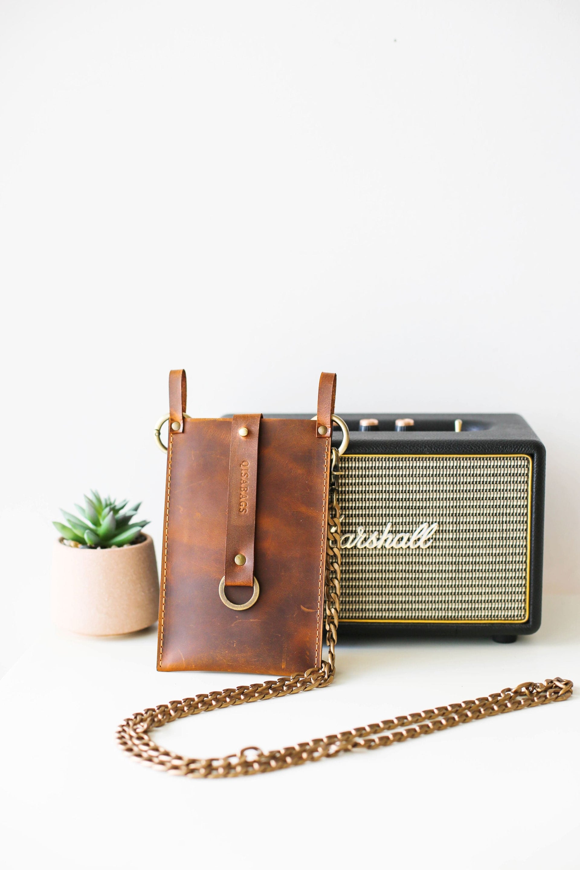 Hipster leather bag for phone