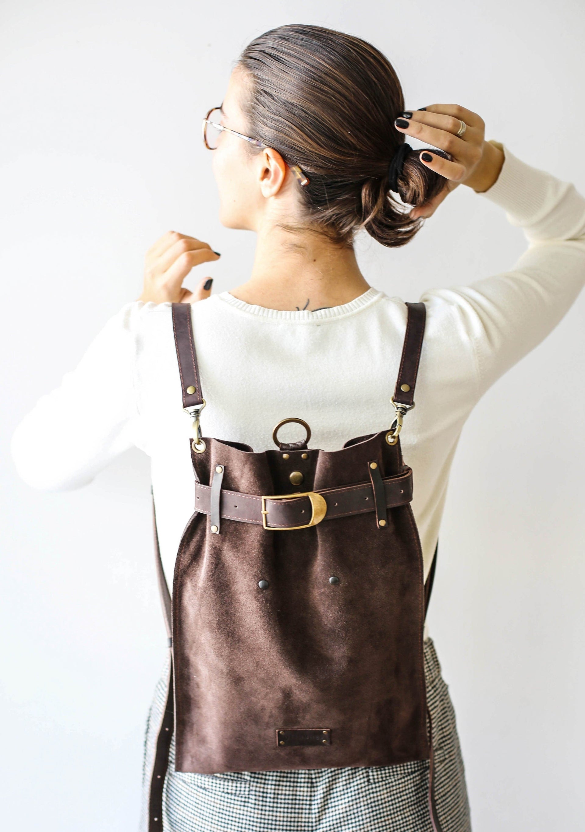 Brown leather backpack purses