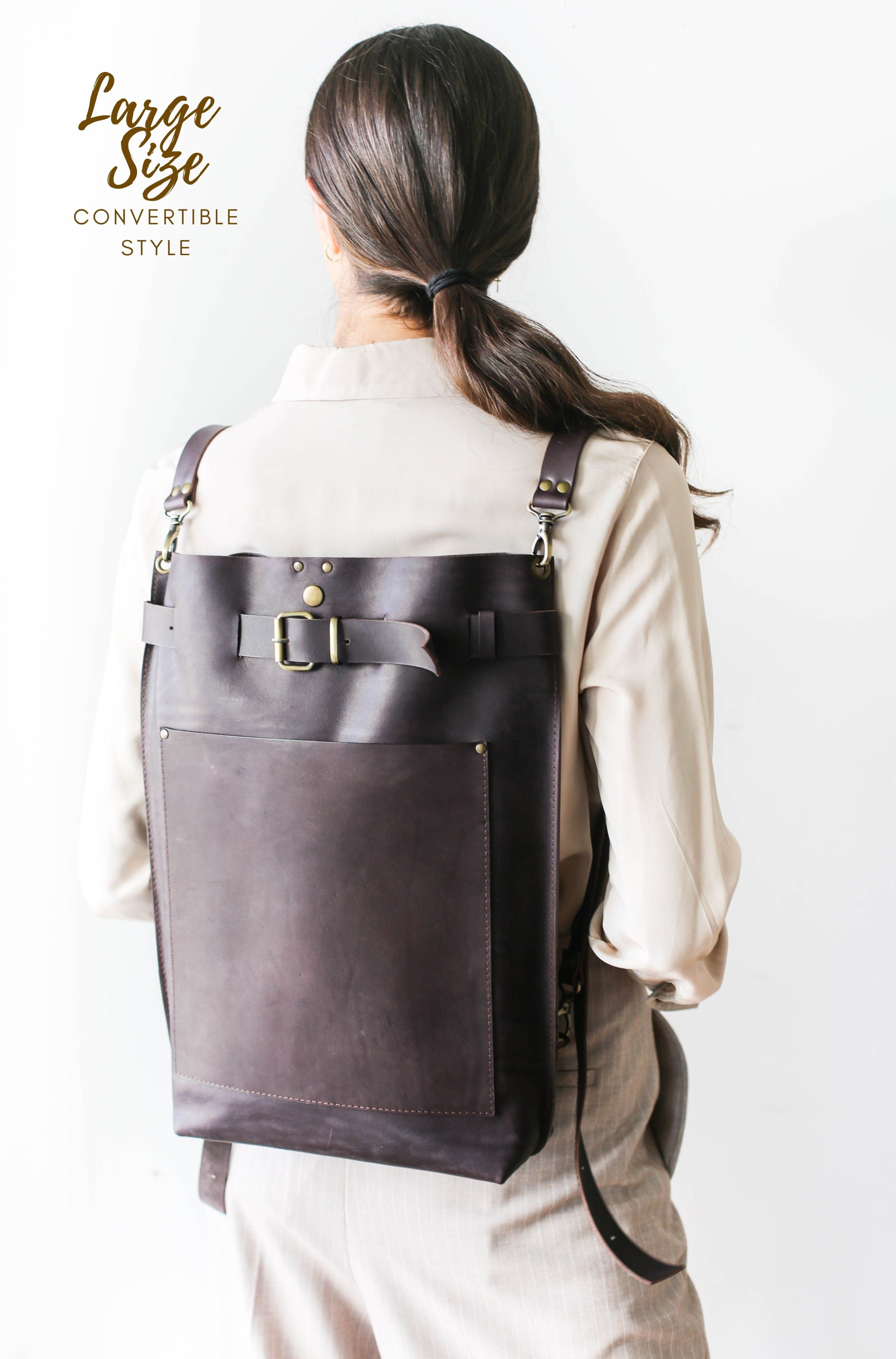 leather laptop backpack womens