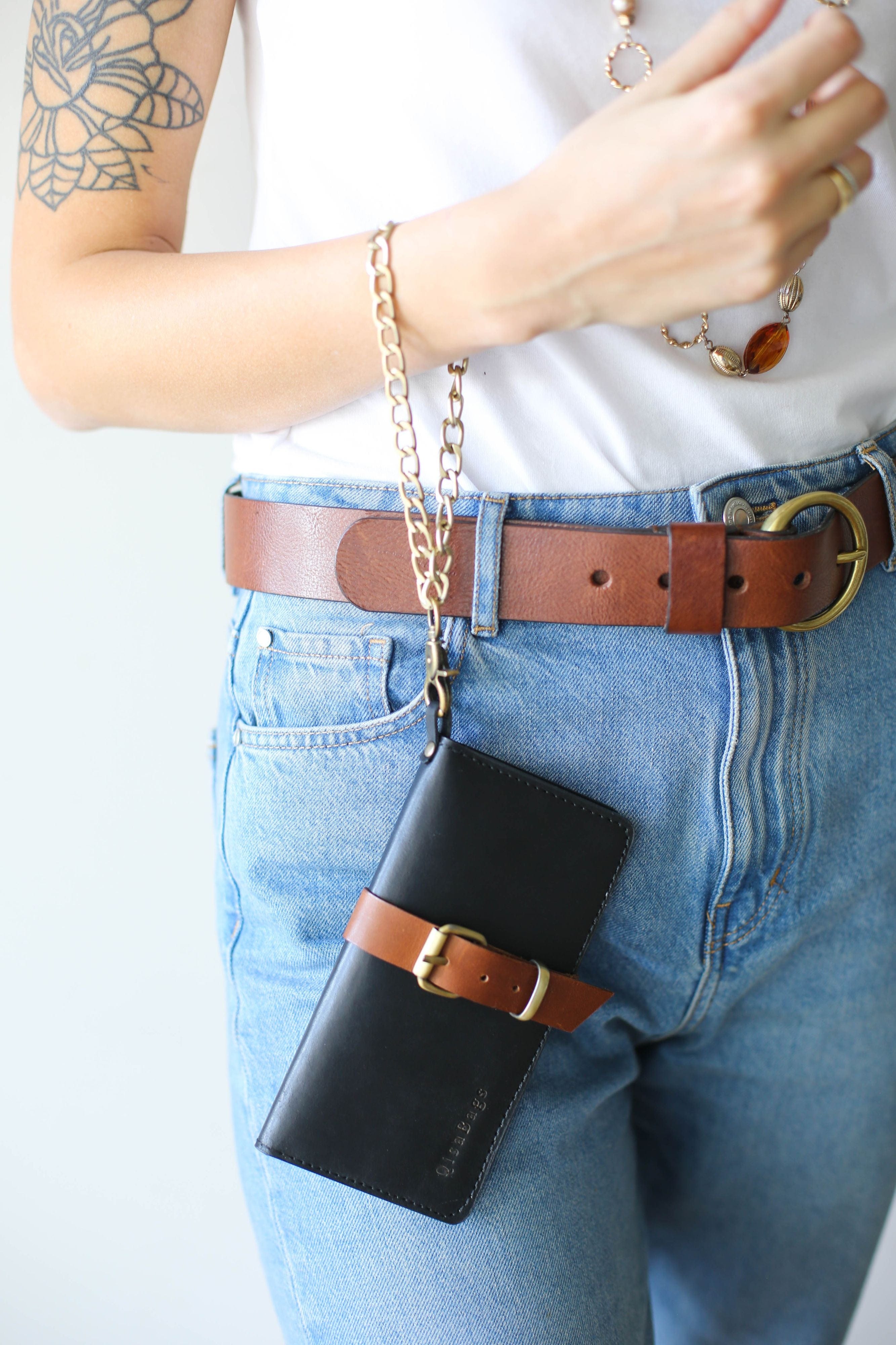 leather wallet with chain