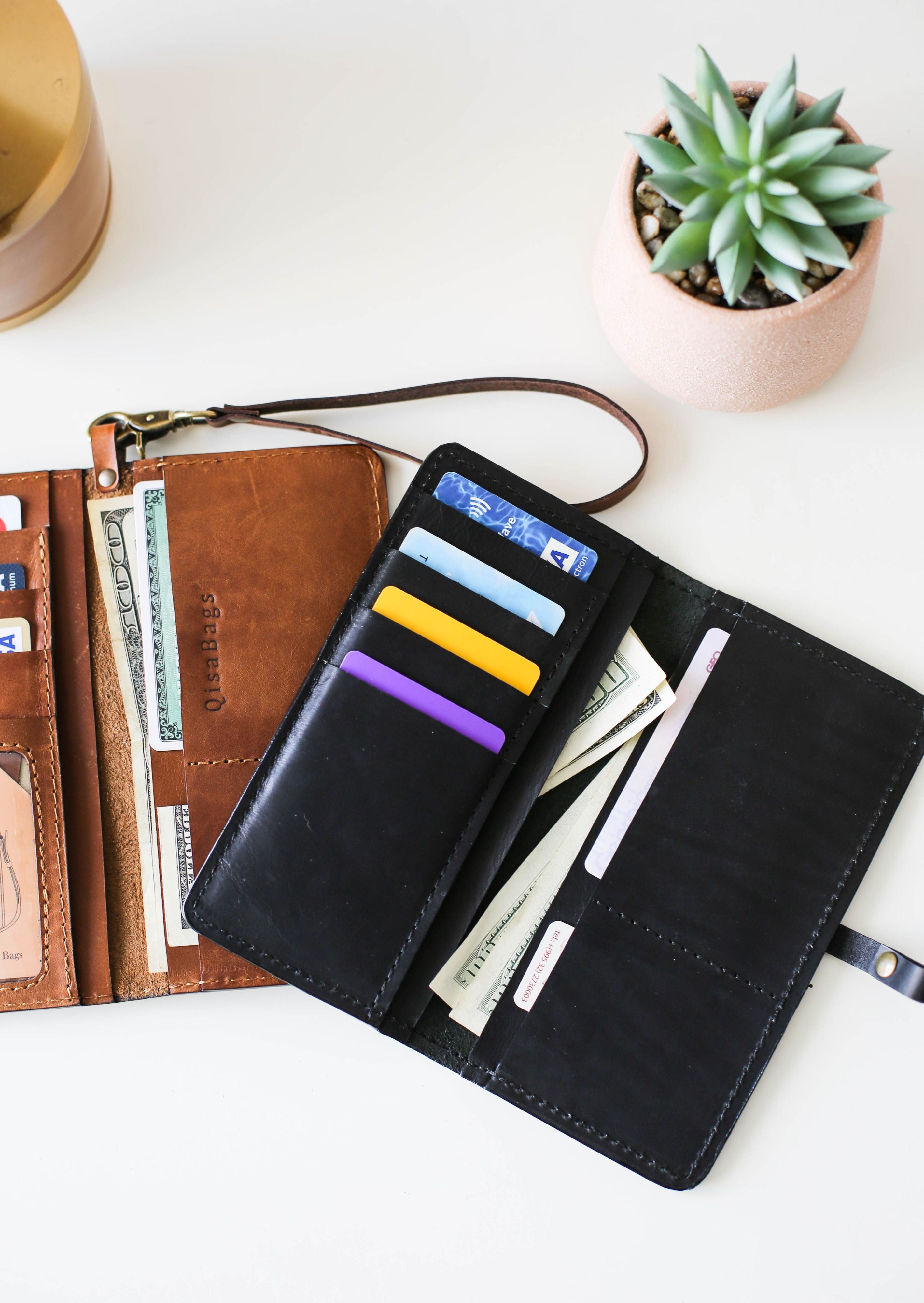 Women's Bifold Leather Wallet - Dual Color - N01