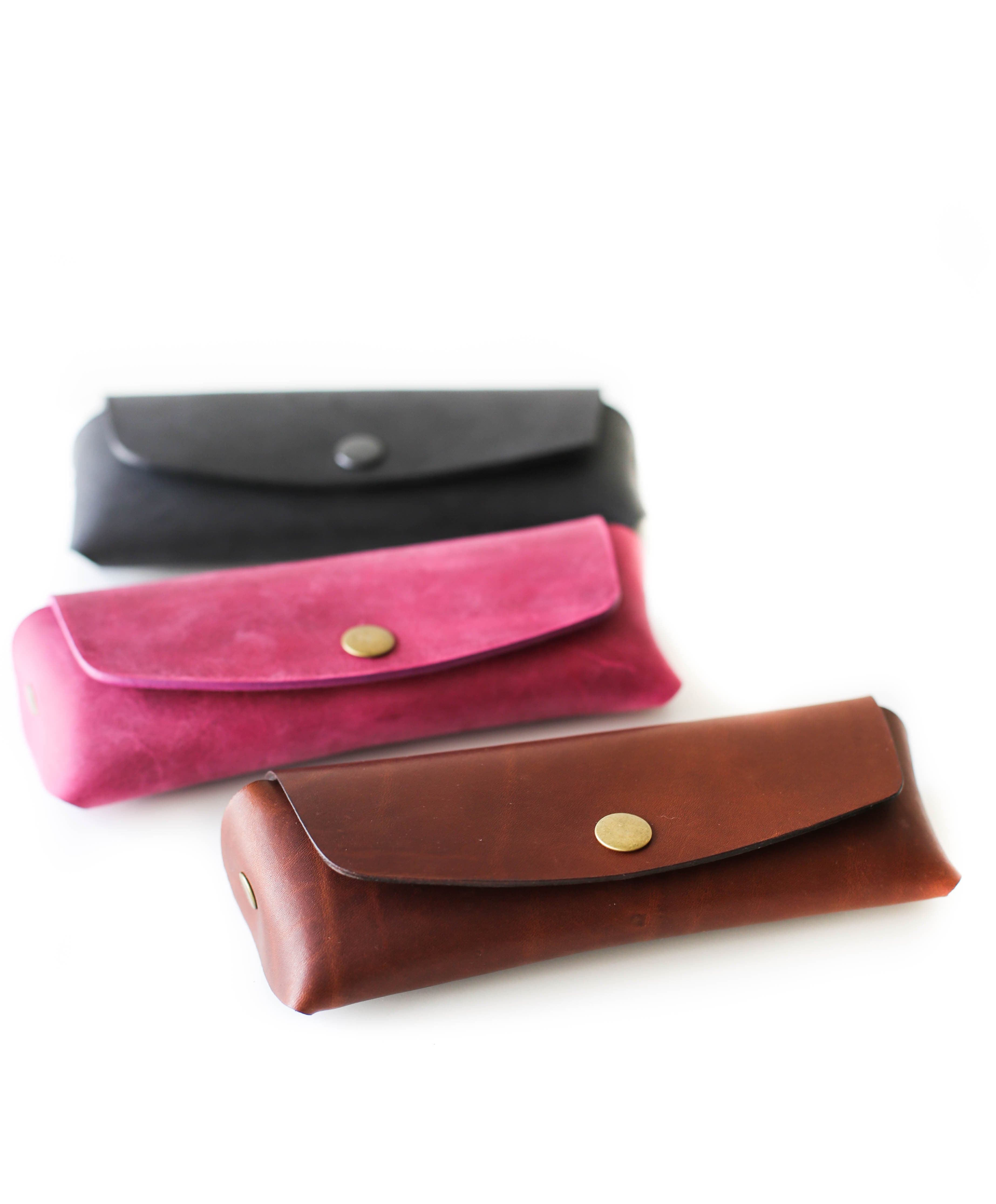 Personalised Luxury Leather Glasses Case - Burgundy