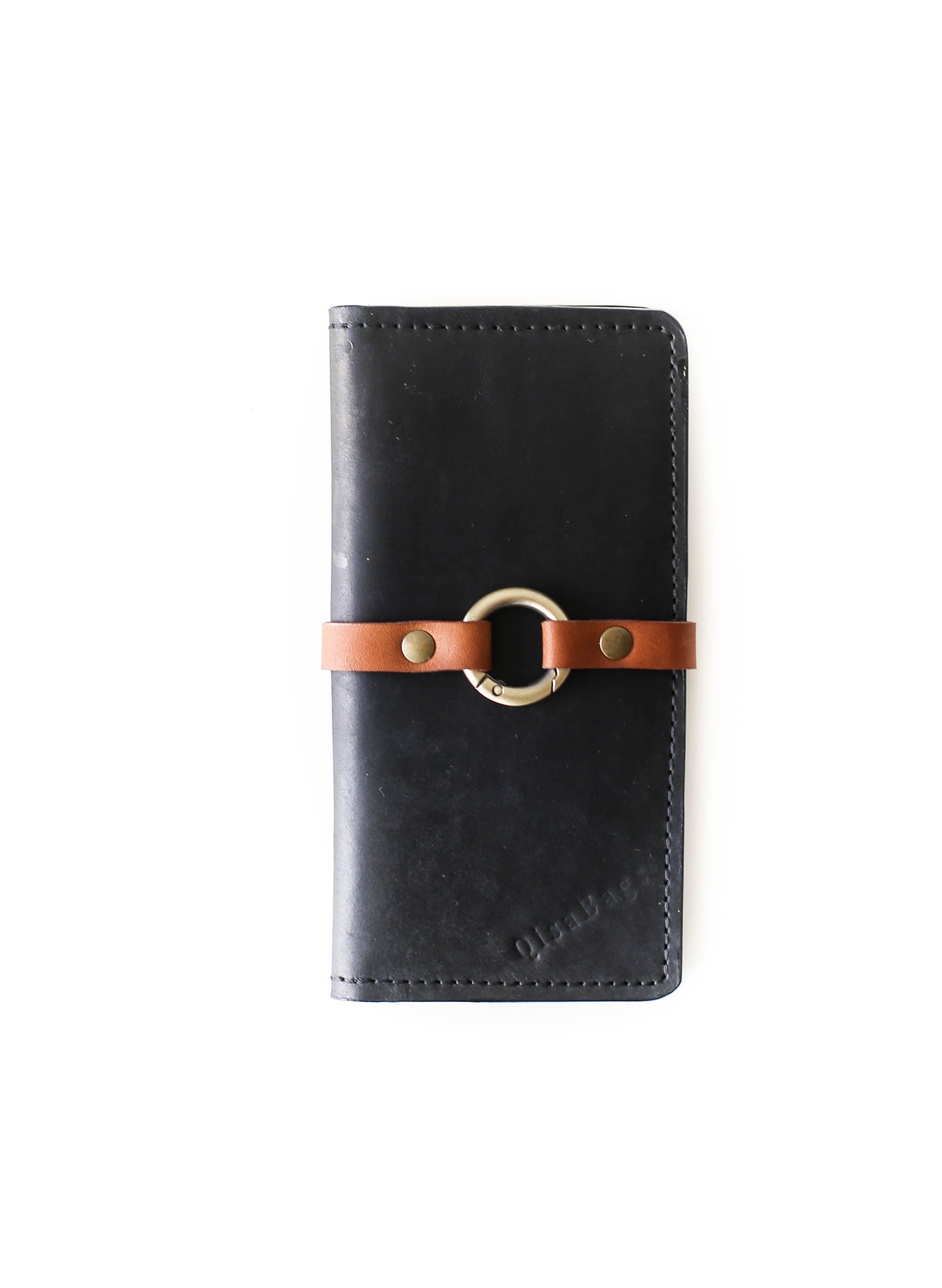 Black Leather Purse for Women