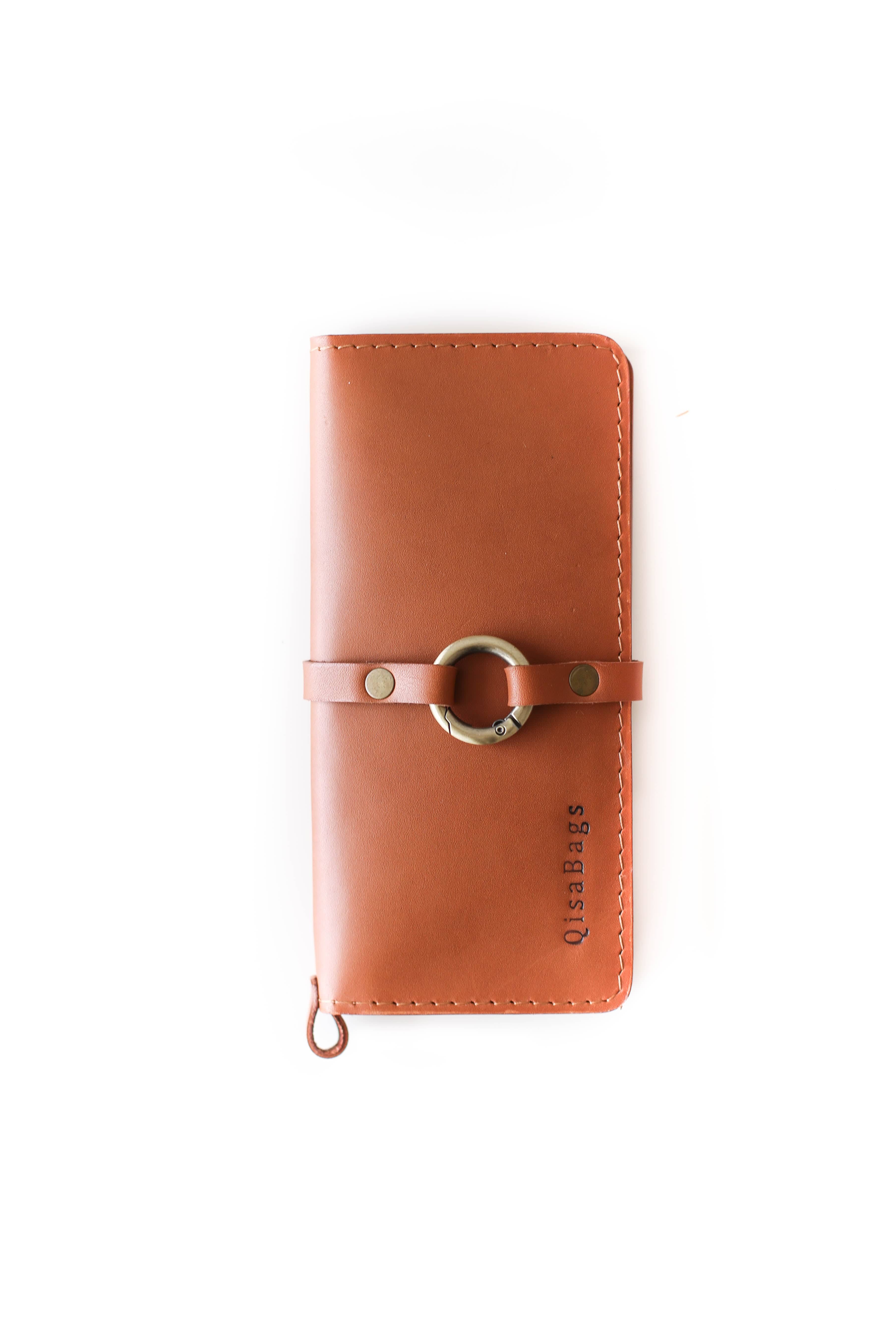 brown leather purse handmade