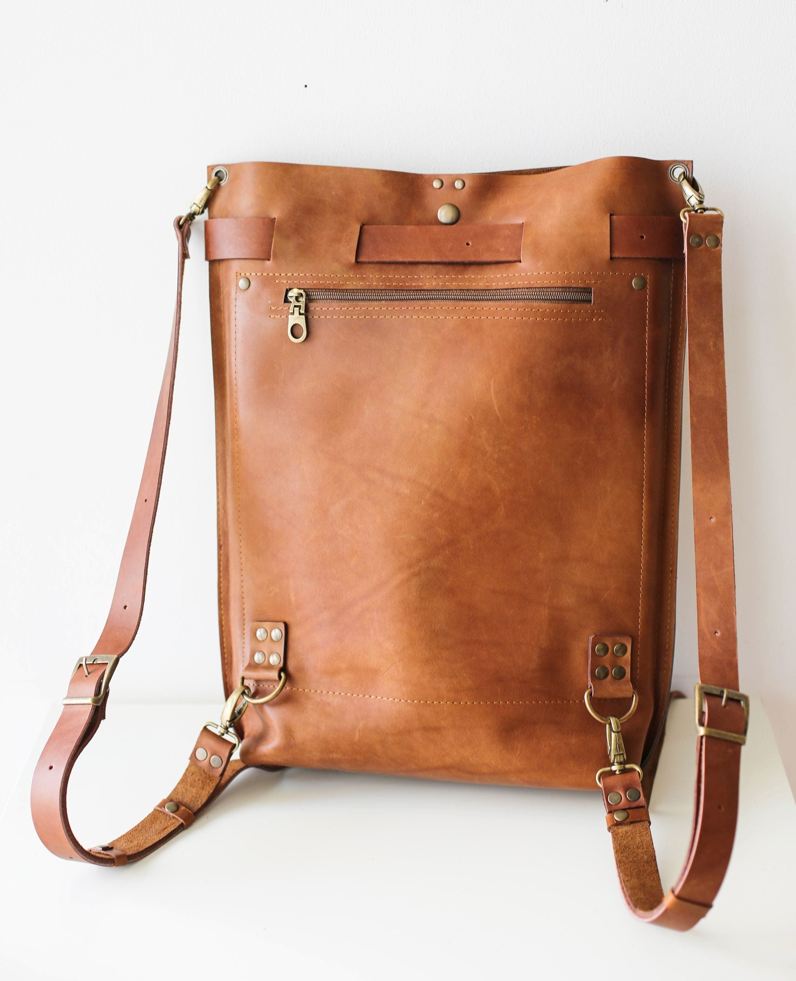 leather backpack brown