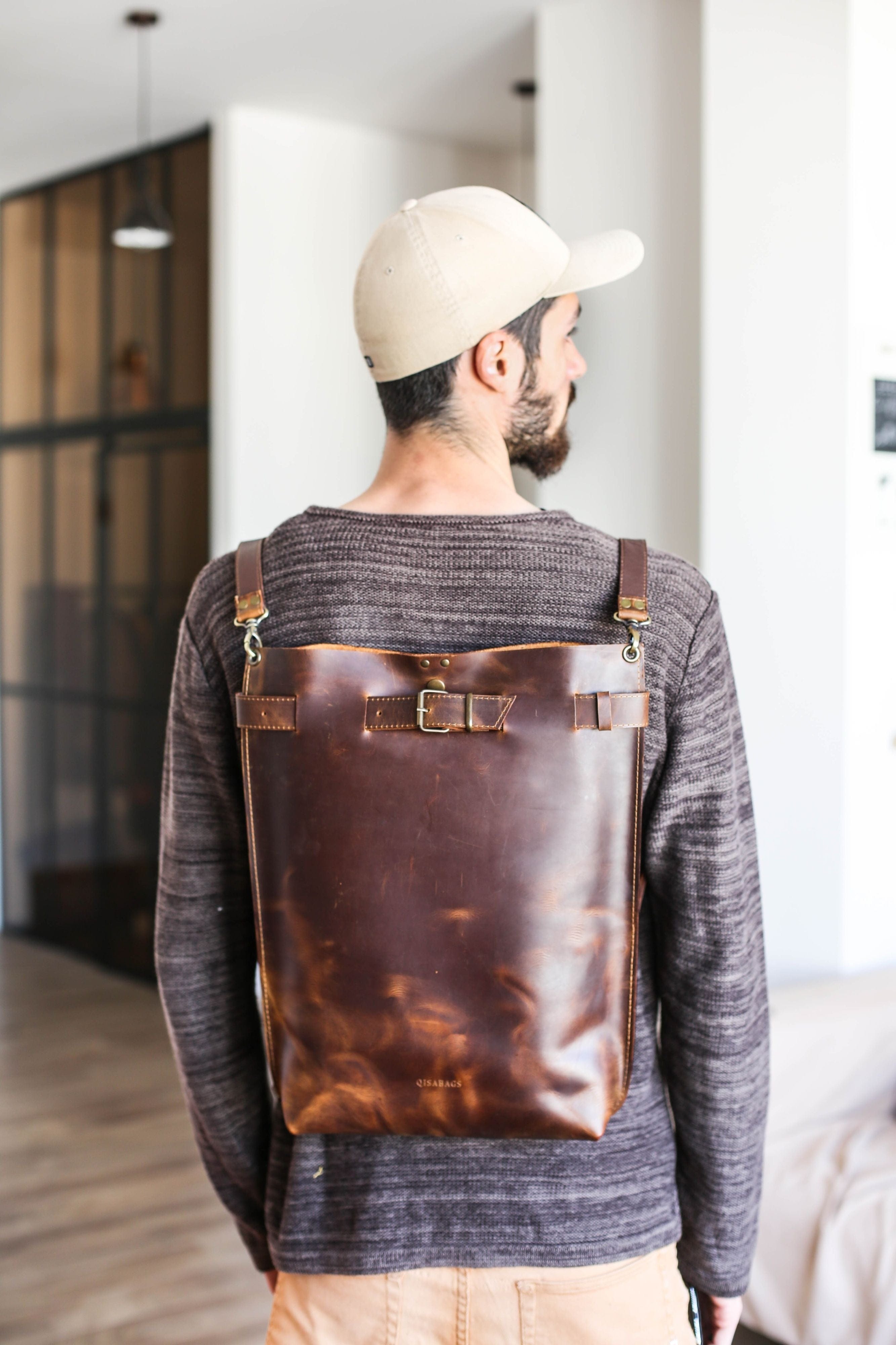 leather backpack for men