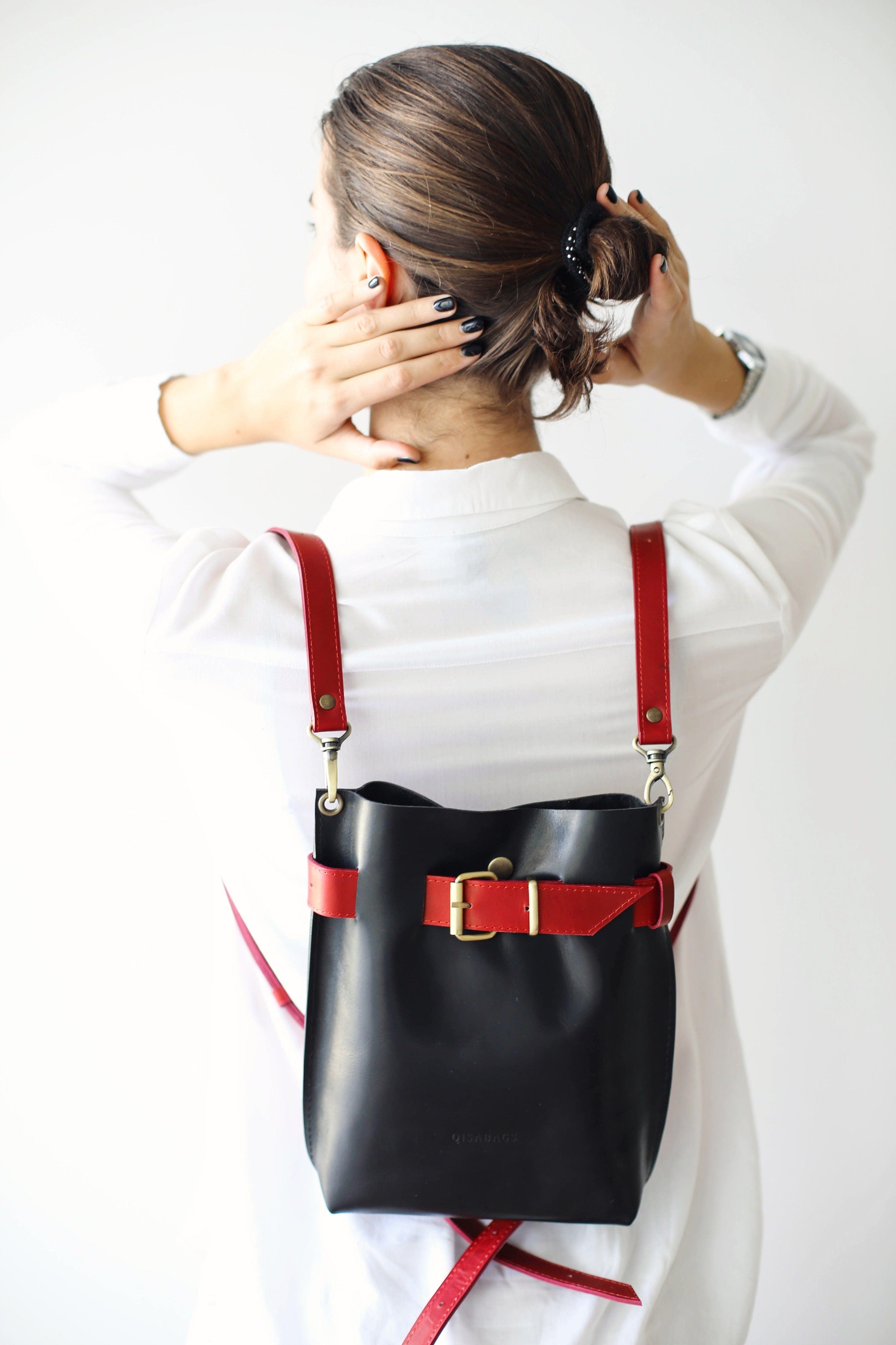 Handmade Black Backpack Purse