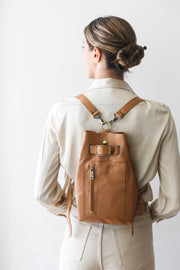 Handmade Brown Leather Backpack for women