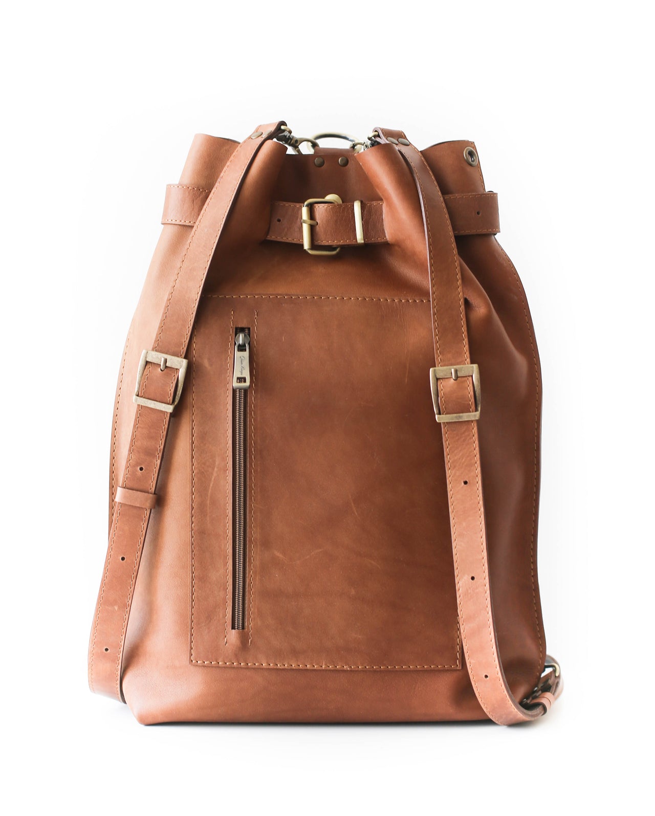 Brown Large Leather Backpack purse
