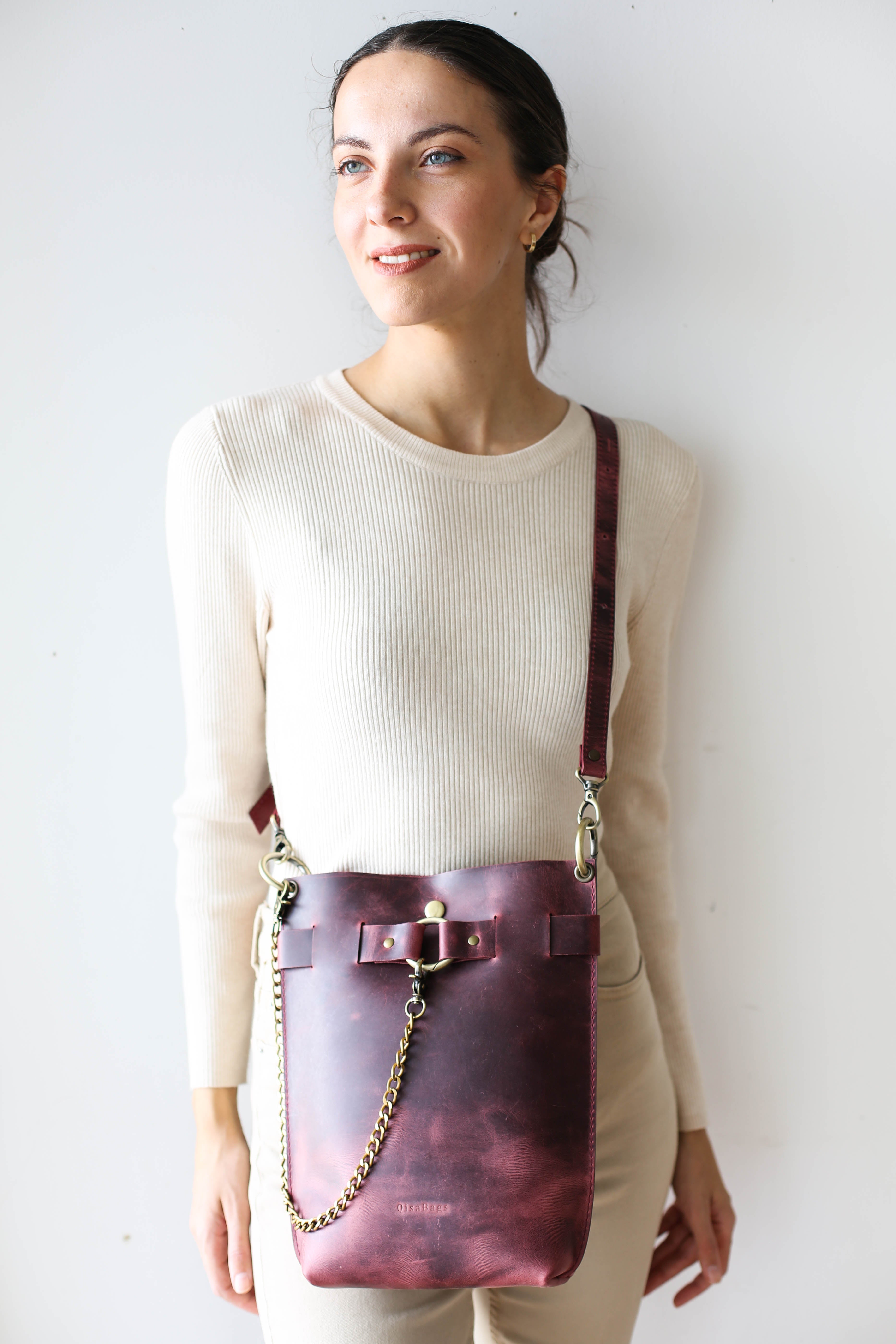 Burgundy Leather Bag -"Ring Belt" Edition