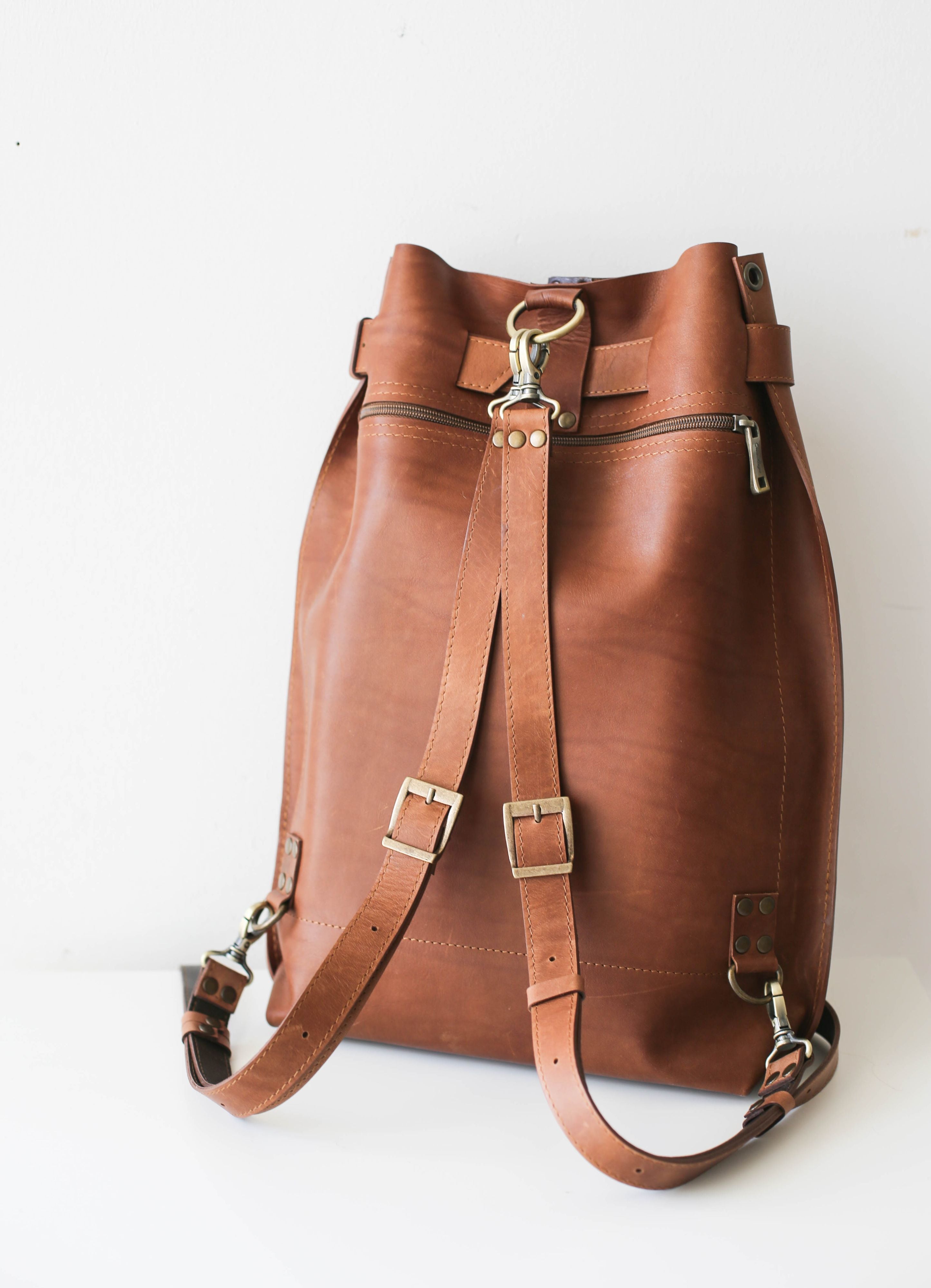 Brown Leather Backpack