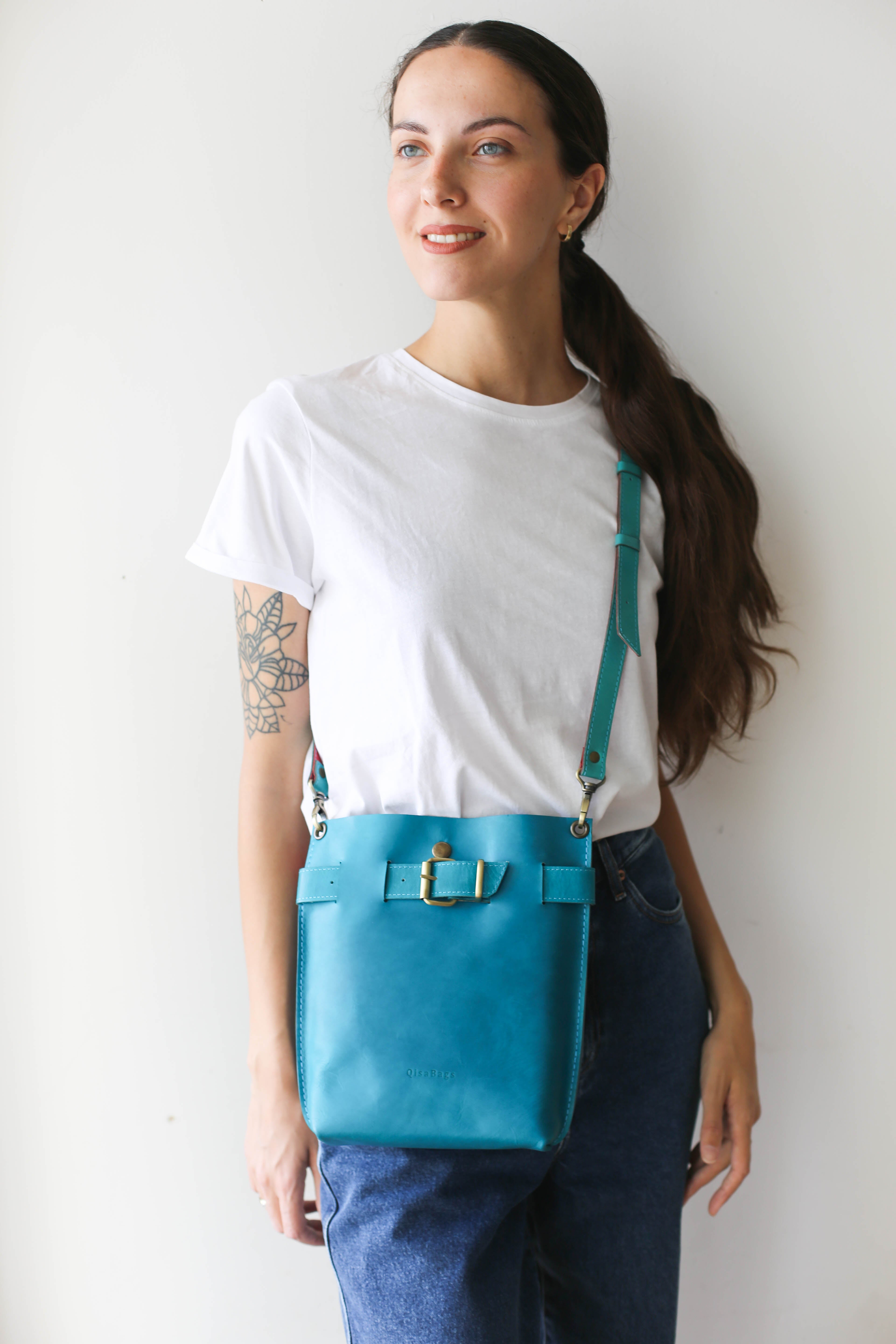 Sky Blue Leather Bag