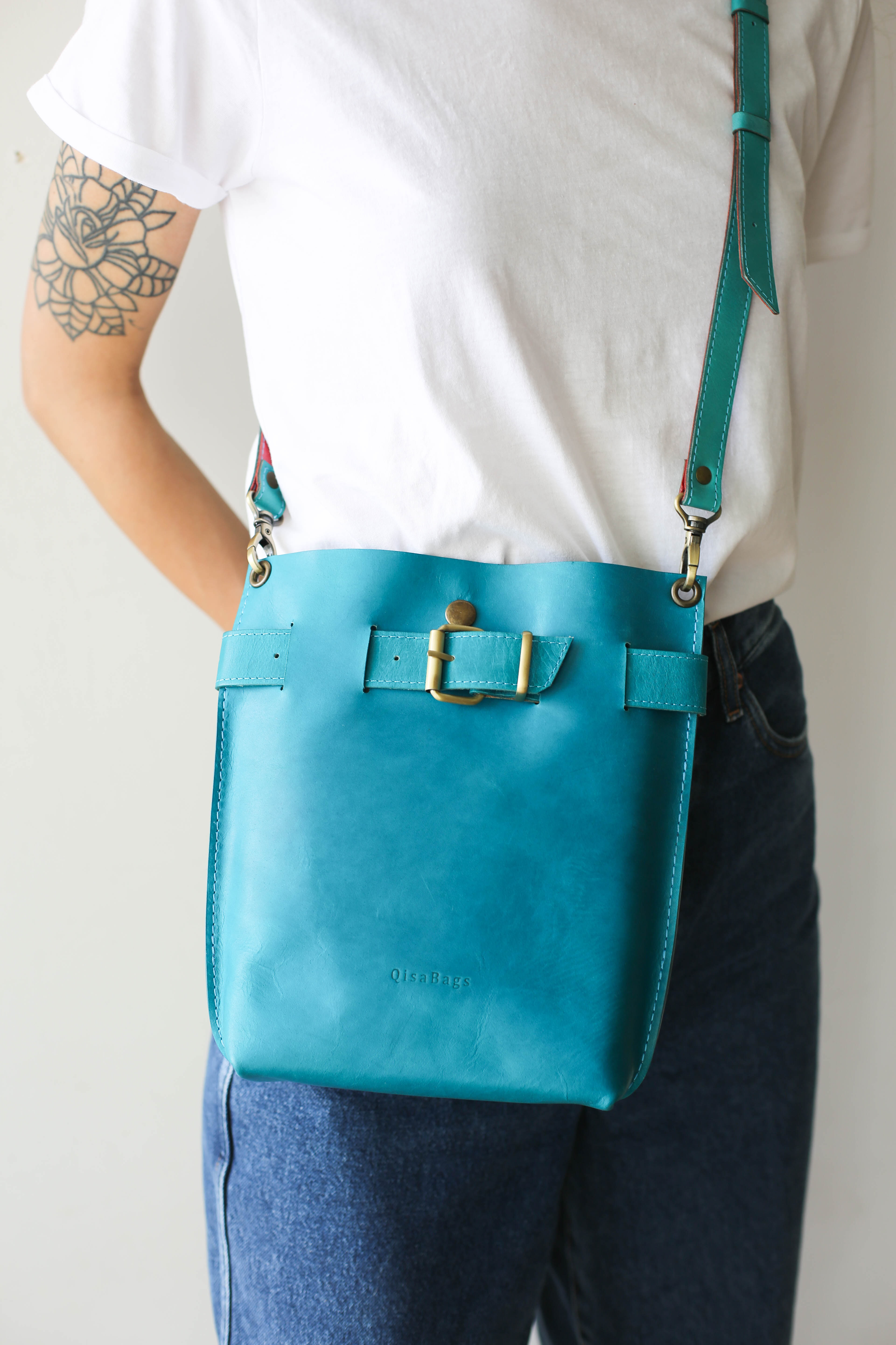 Sky Blue Leather Bag