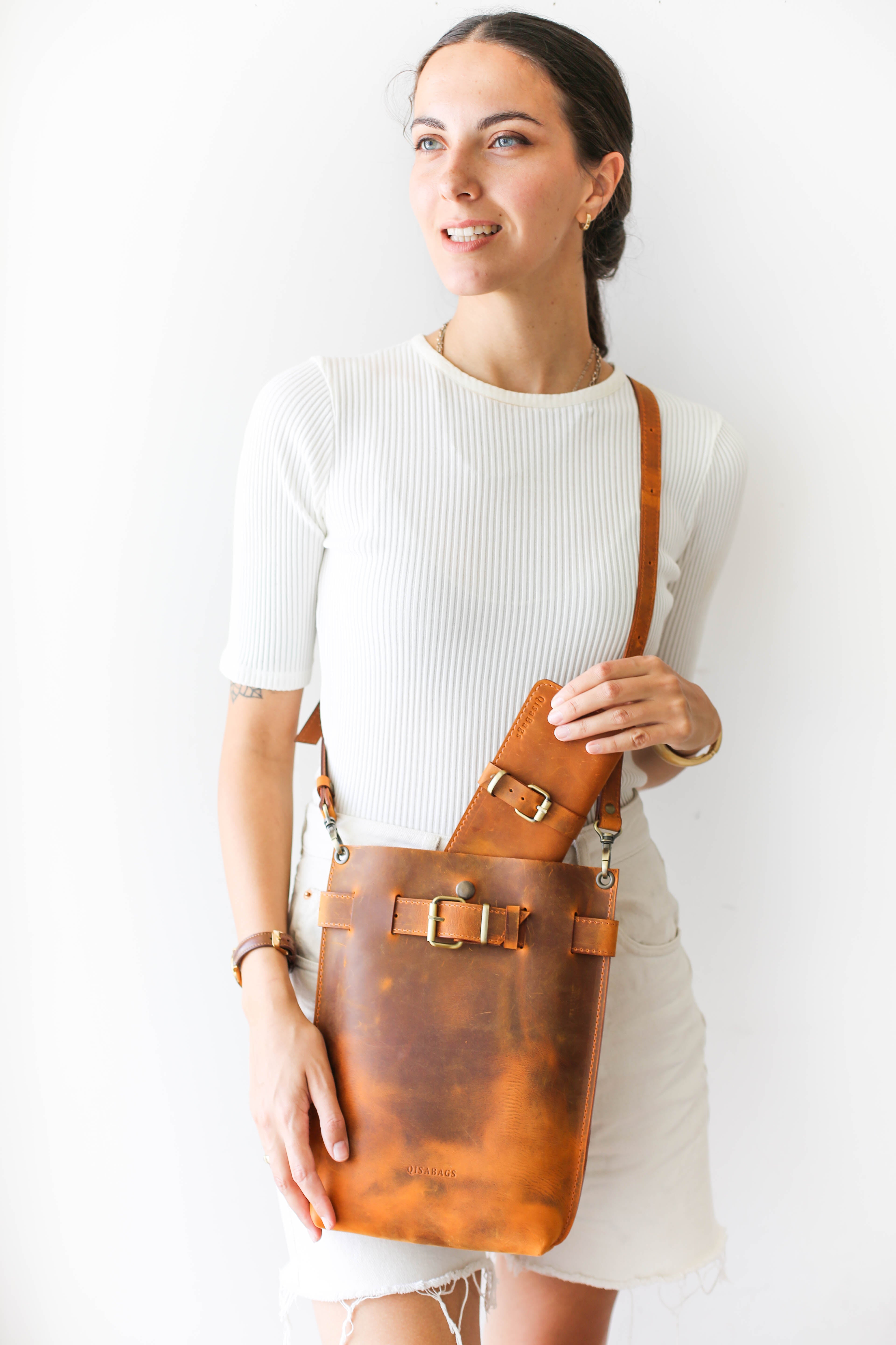 Cognac Brown Leather Bag