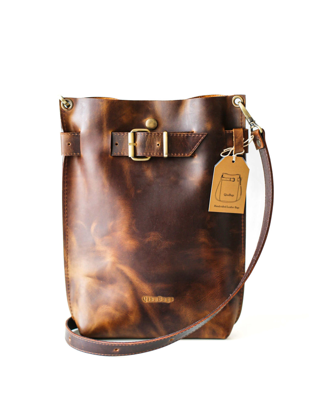 Convertible leather backpack purse in dark brown