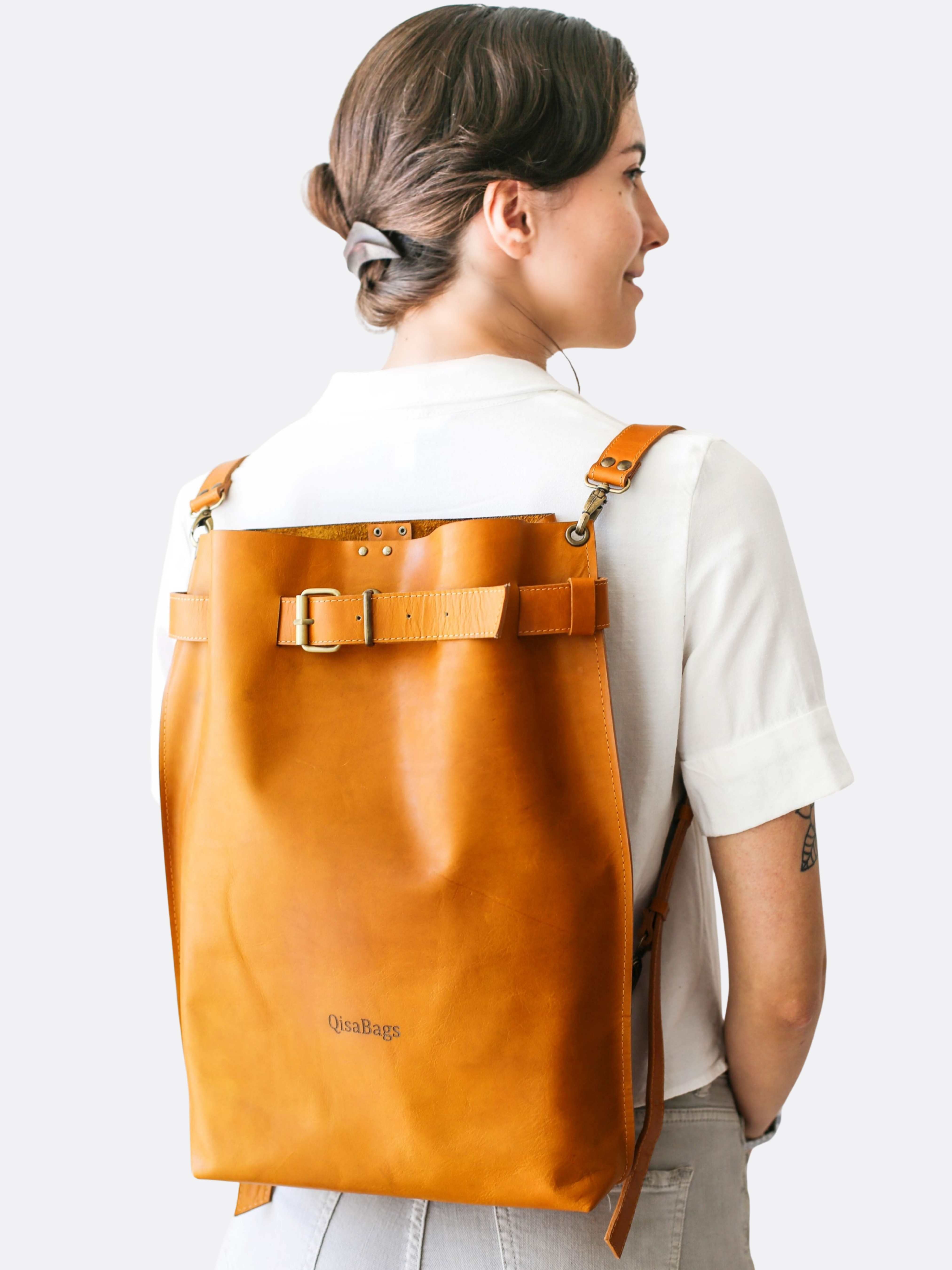 Grizzly Large Leather Backpack Purse