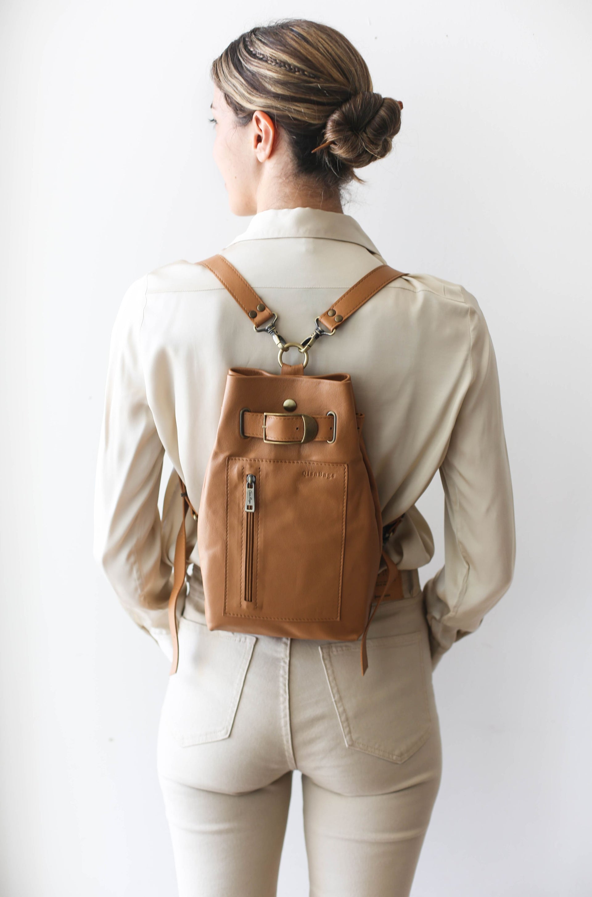 Handmade Brown Leather Backpack