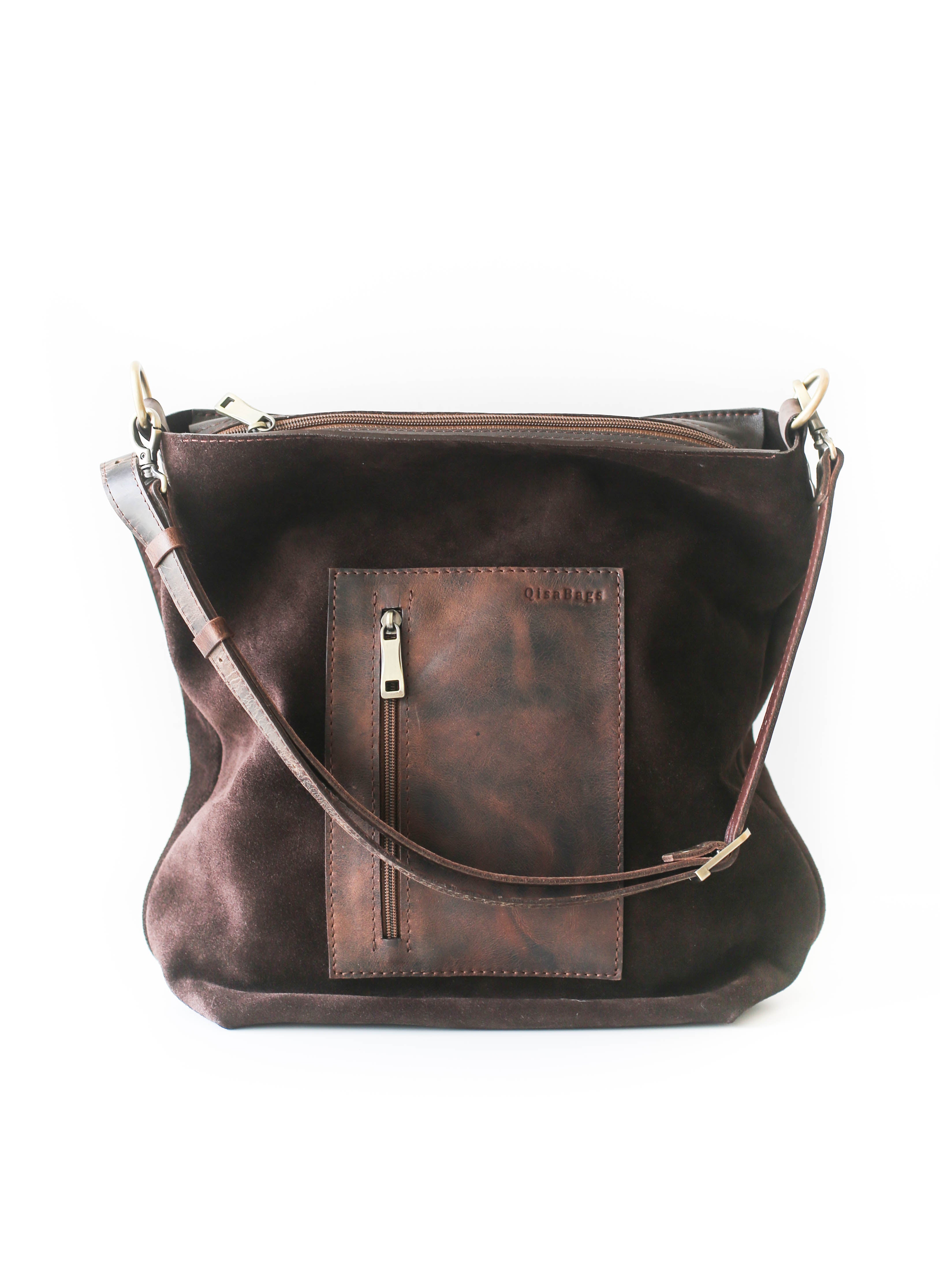 Brown Suede Cross body satchel