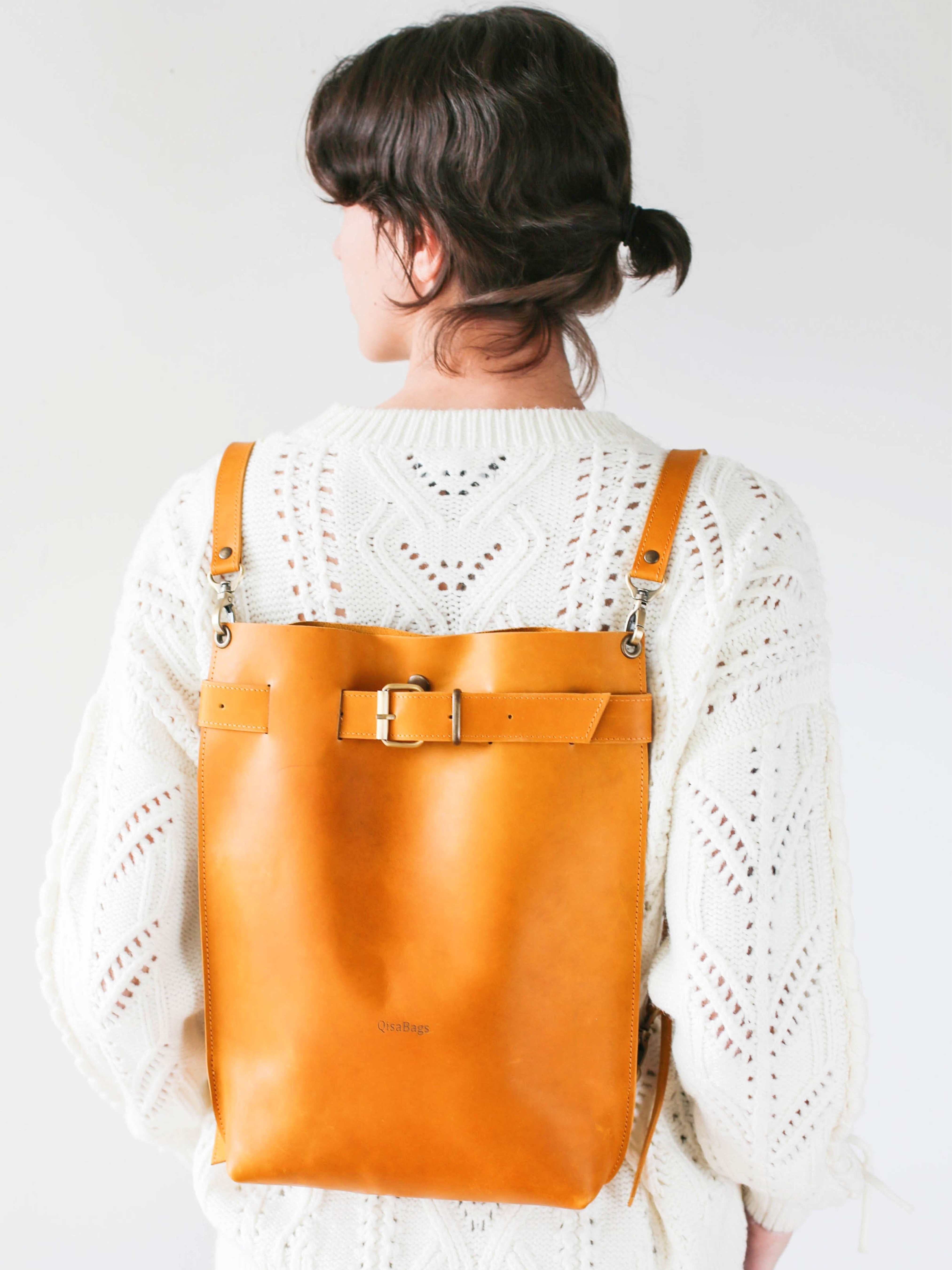 Grizzly Large Leather Backpack Purse