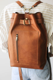 Brown Laptop Leather Backpack